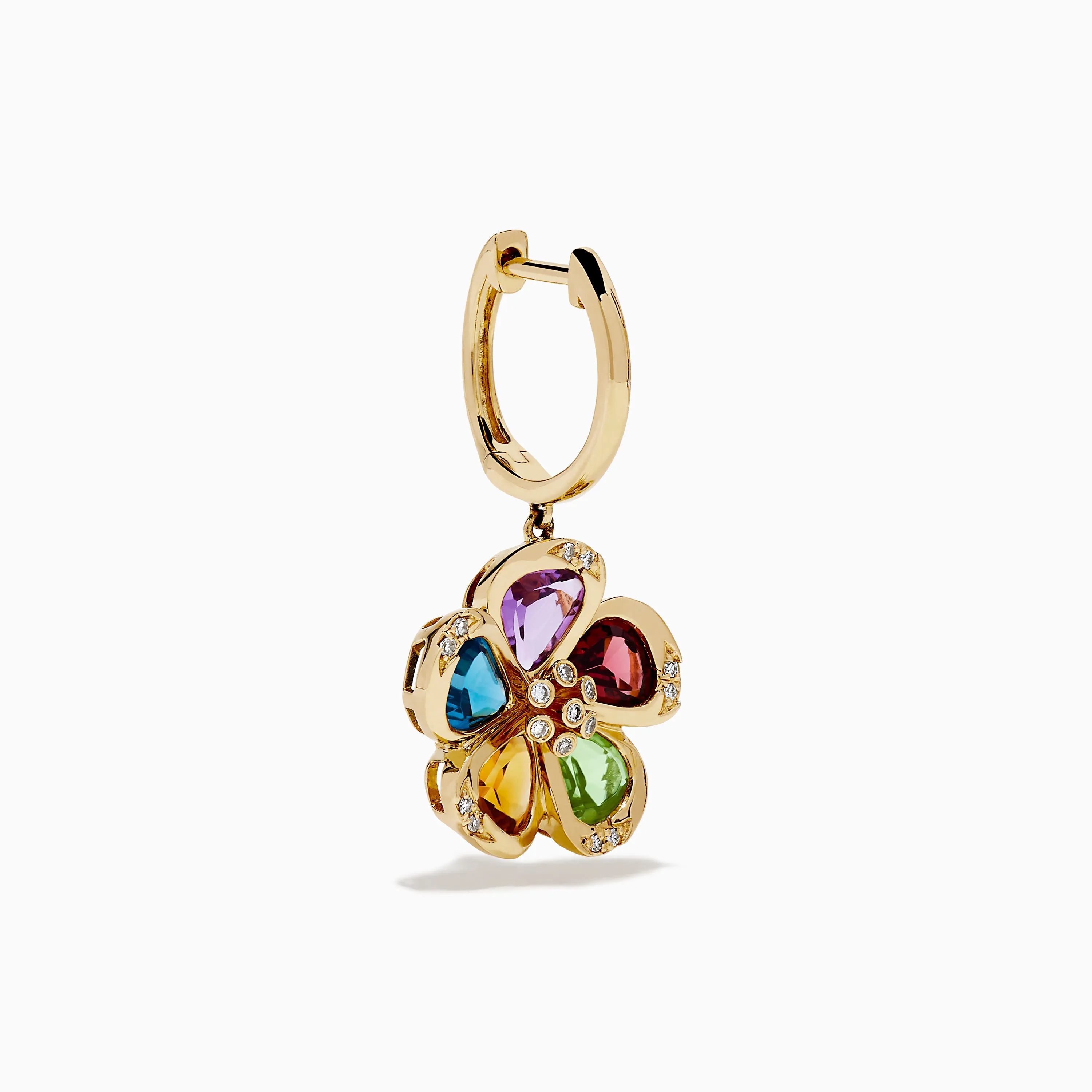 14K Yellow Gold Multi Gemstone and Diamond Flower Drop Earrings sold by Effy product image thumbnail 3