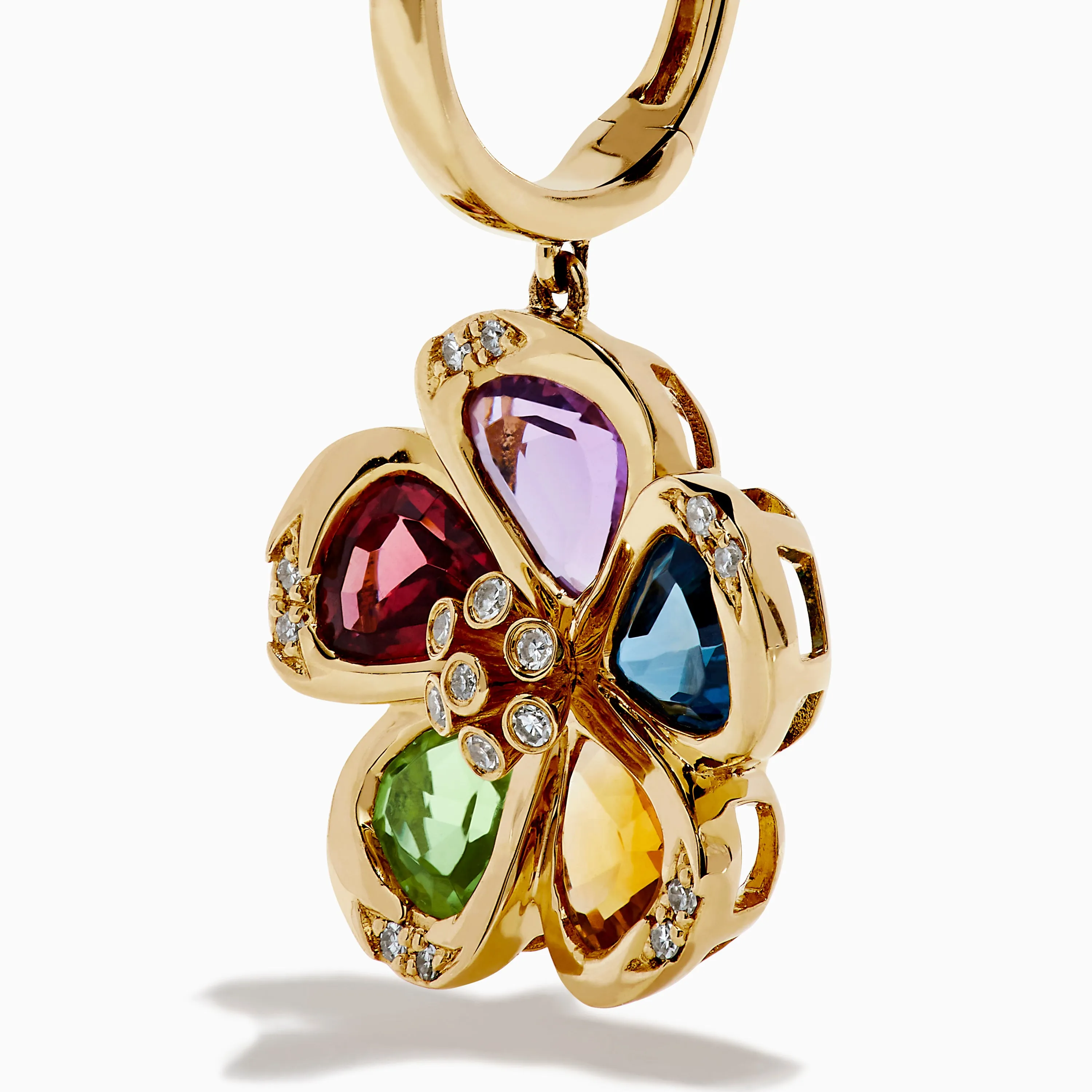 14K Yellow Gold Multi Gemstone and Diamond Flower Drop Earrings sold by Effy product image thumbnail 2