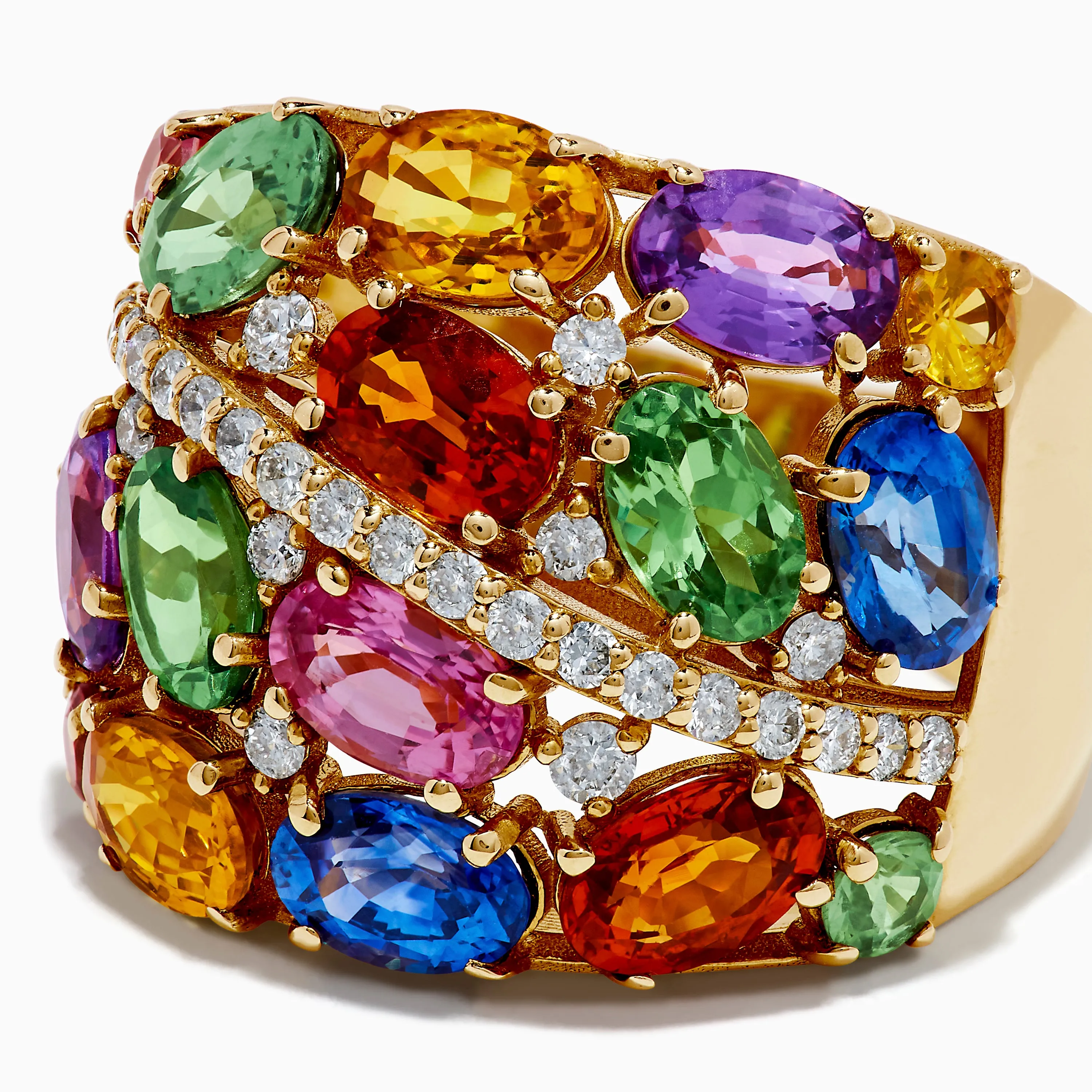 14K Yellow Gold Multi Sapphire and Diamond Mosaic Statement Ring sold by Effy product image thumbnail 2