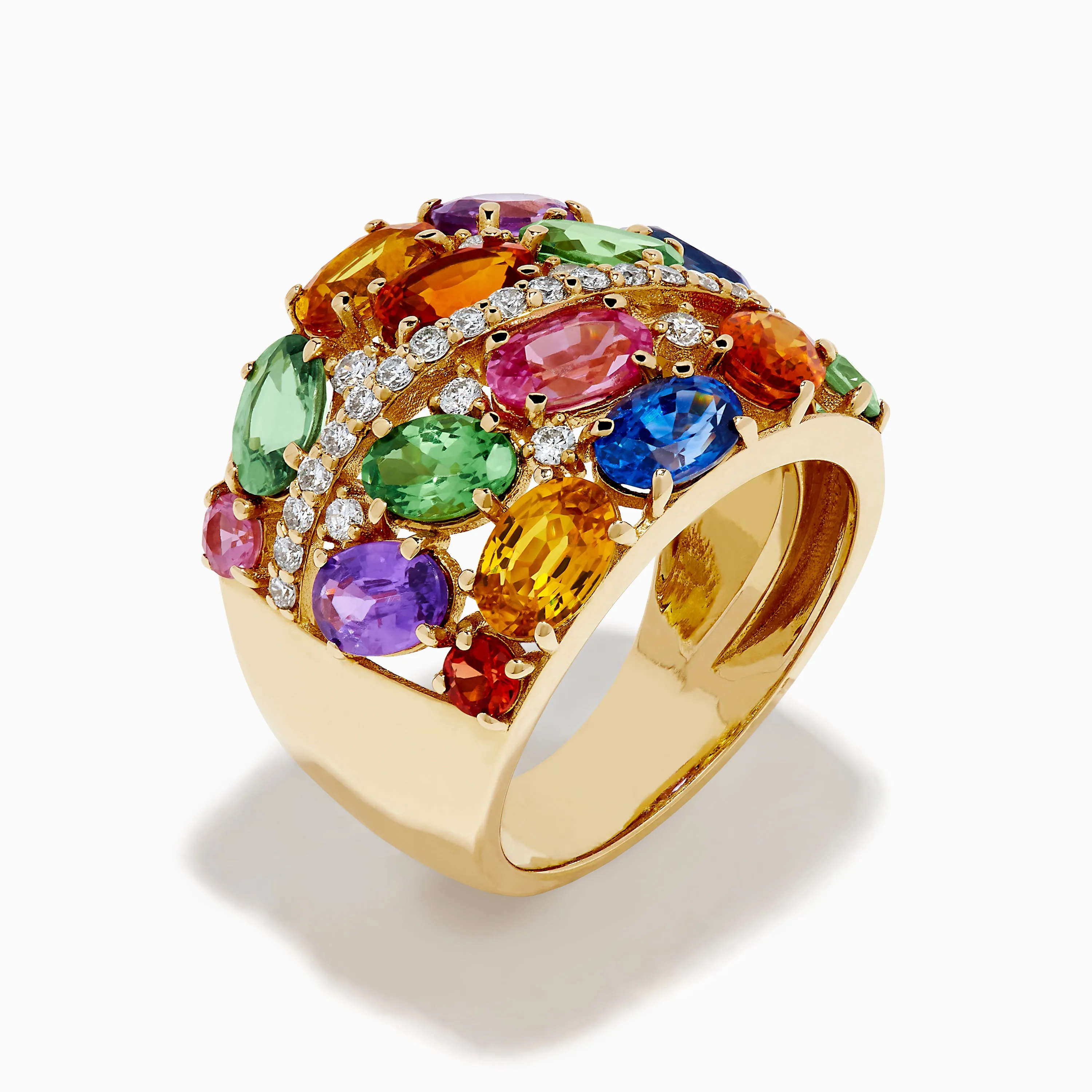 14K Yellow Gold Multi Sapphire and Diamond Mosaic Statement Ring sold by Effy product image thumbnail 4