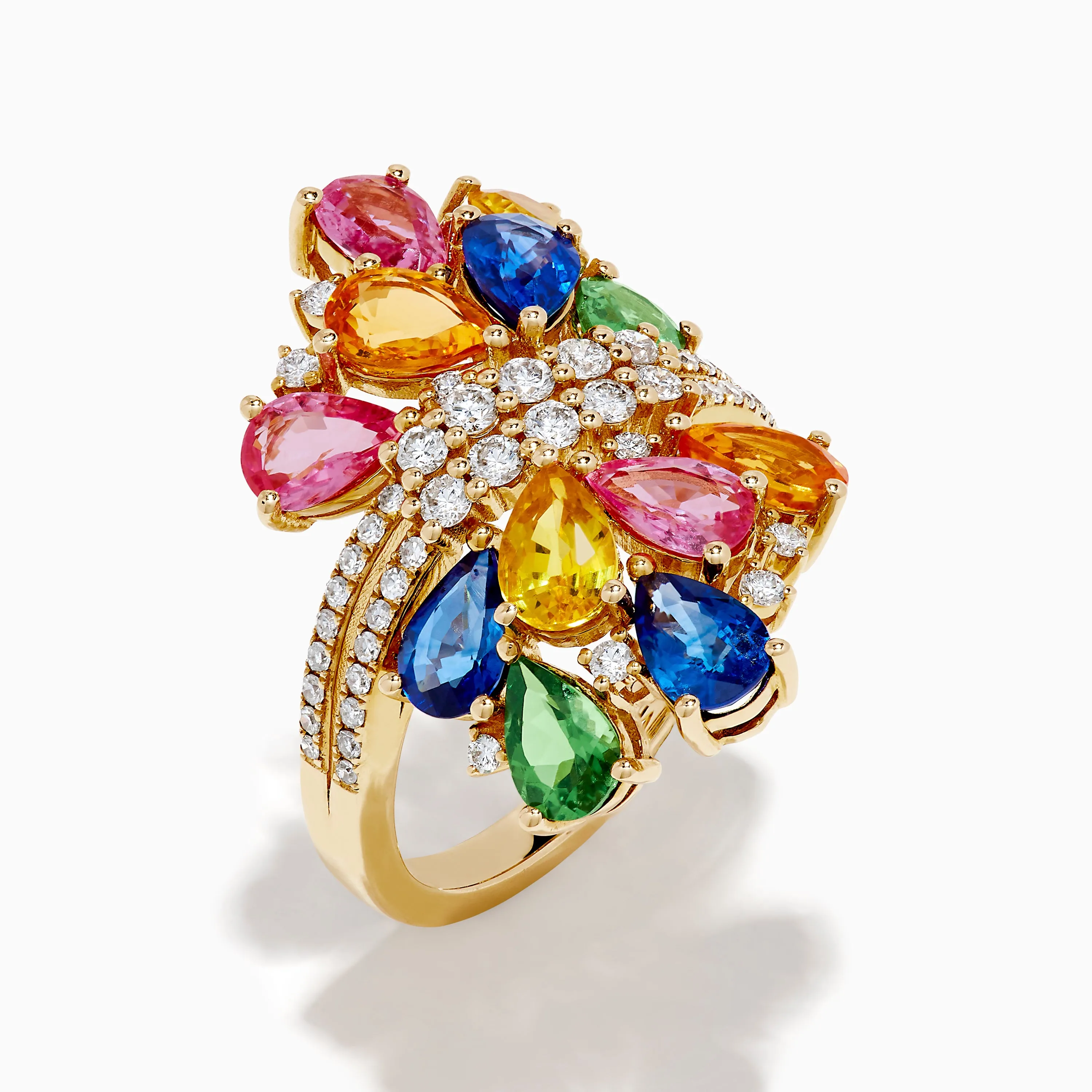 14K Yellow Gold Multi Sapphire and Diamond Statement Ring sold by Effy product image thumbnail 4