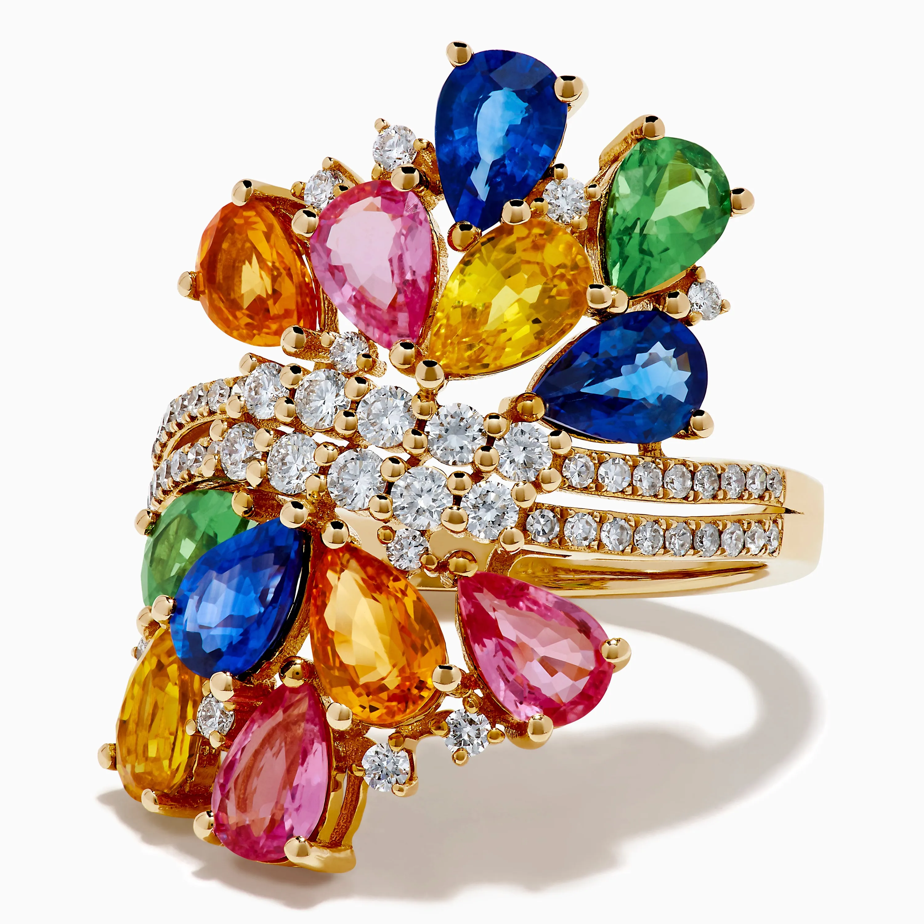 14K Yellow Gold Multi Sapphire and Diamond Statement Ring sold by Effy product image thumbnail 2