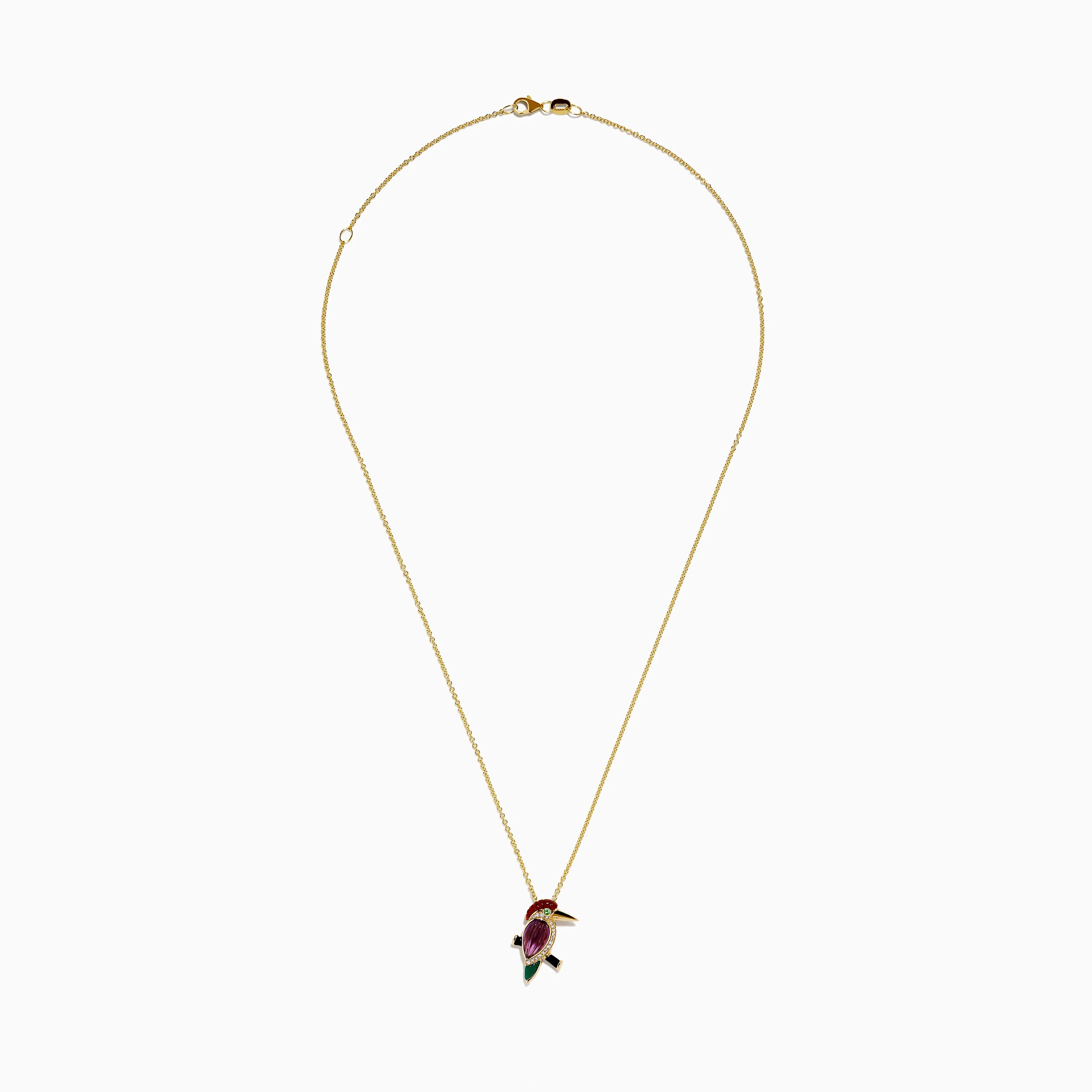 14K Yellow Gold Multi Gemstone and Diamond Woodpecker Pendant sold by Effy product image thumbnail 3