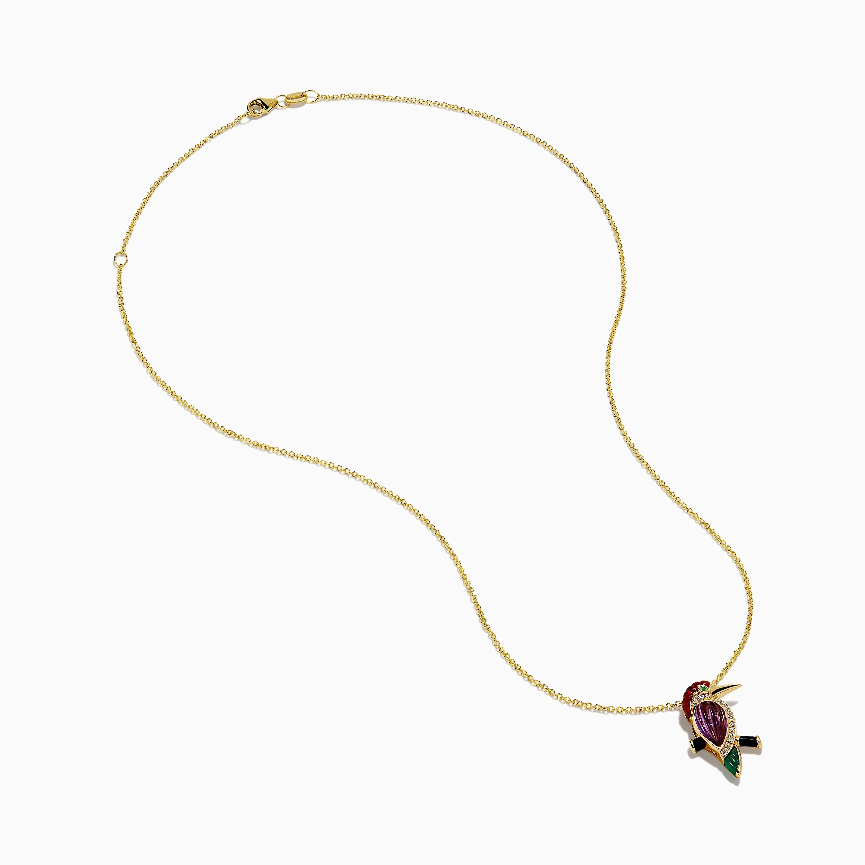 14K Yellow Gold Multi Gemstone and Diamond Woodpecker Pendant sold by Effy product image thumbnail 2