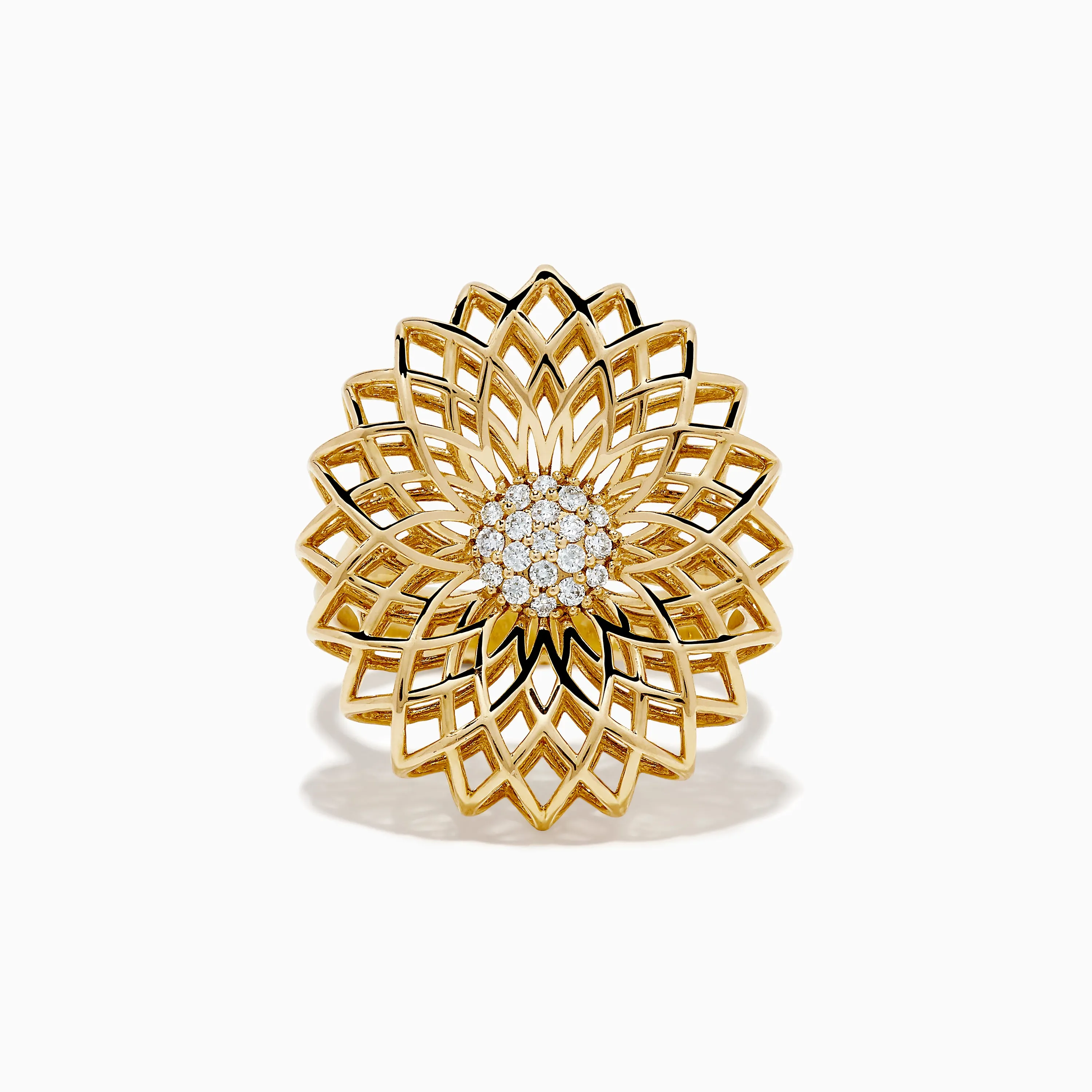 14K Yellow Gold Diamond Filigree Sunburst Statement Ring sold by Effy