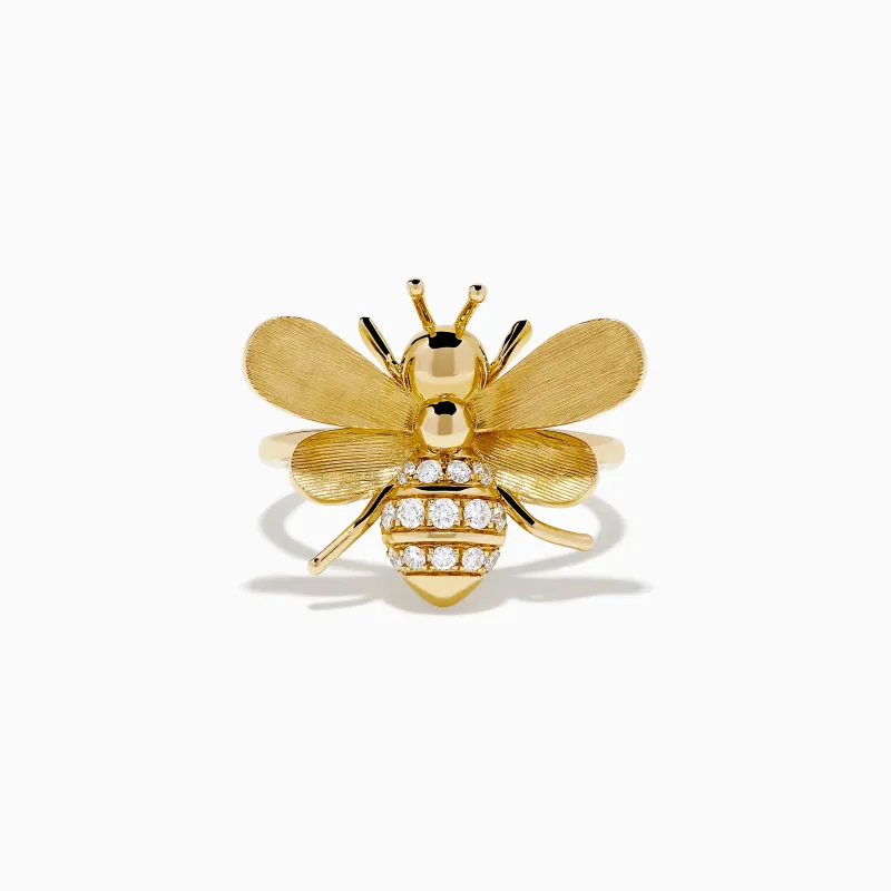 14K Yellow Gold Diamond Honeybee Ring sold by Effy