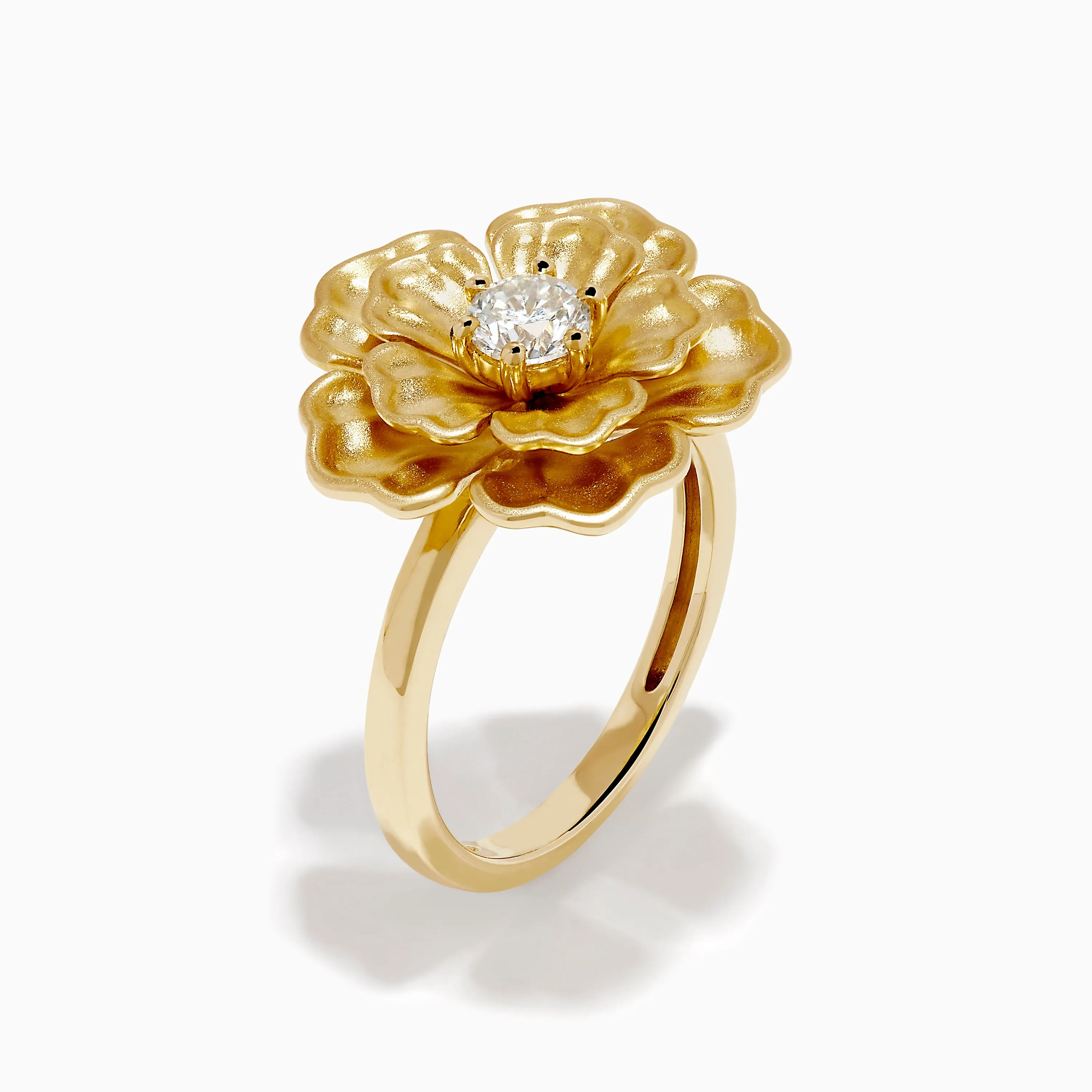 14K Yellow Gold Diamond Sculpted Flower Ring sold by Effy product image thumbnail 4