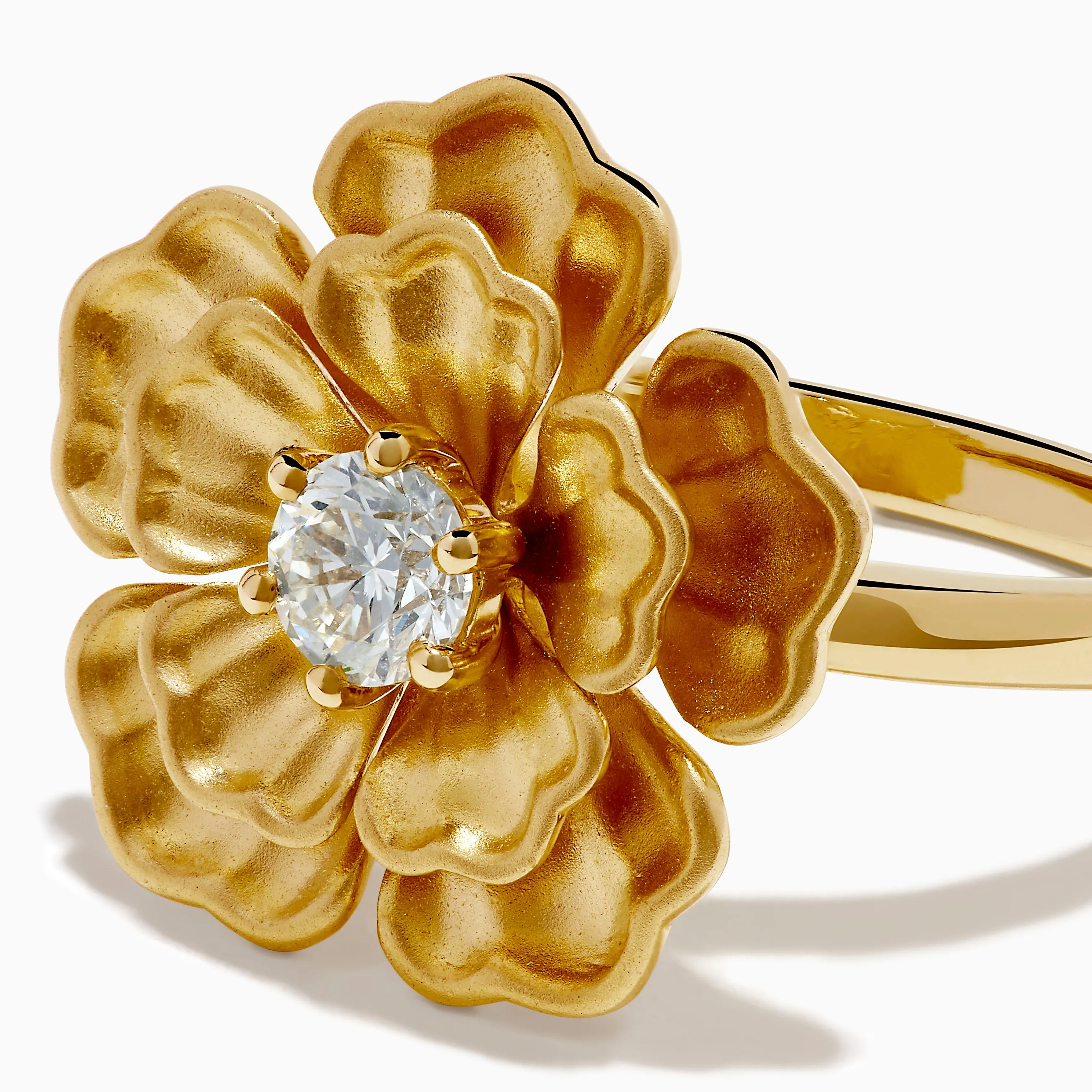 14K Yellow Gold Diamond Sculpted Flower Ring sold by Effy product image thumbnail 2