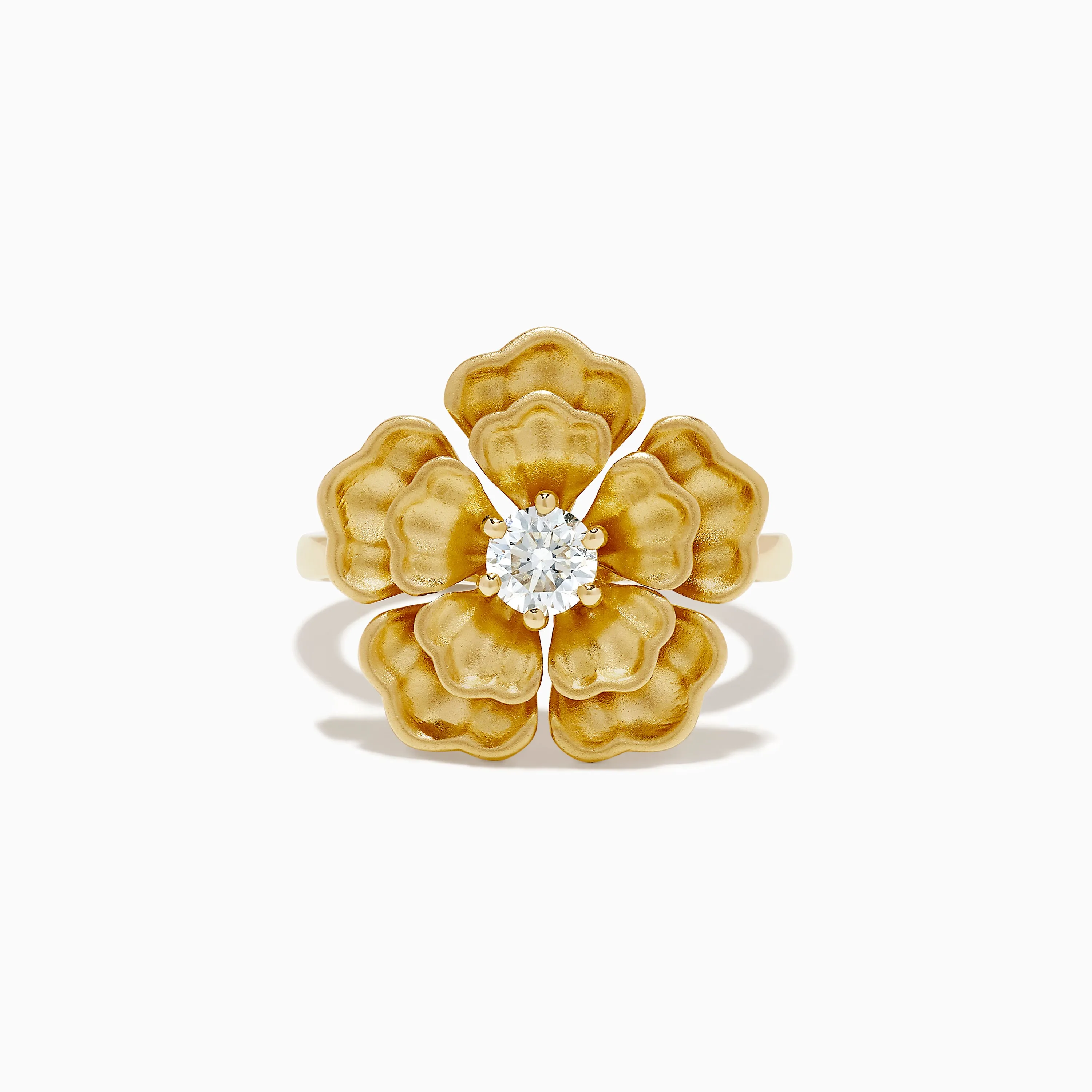 14K Yellow Gold Diamond Sculpted Flower Ring sold by Effy
