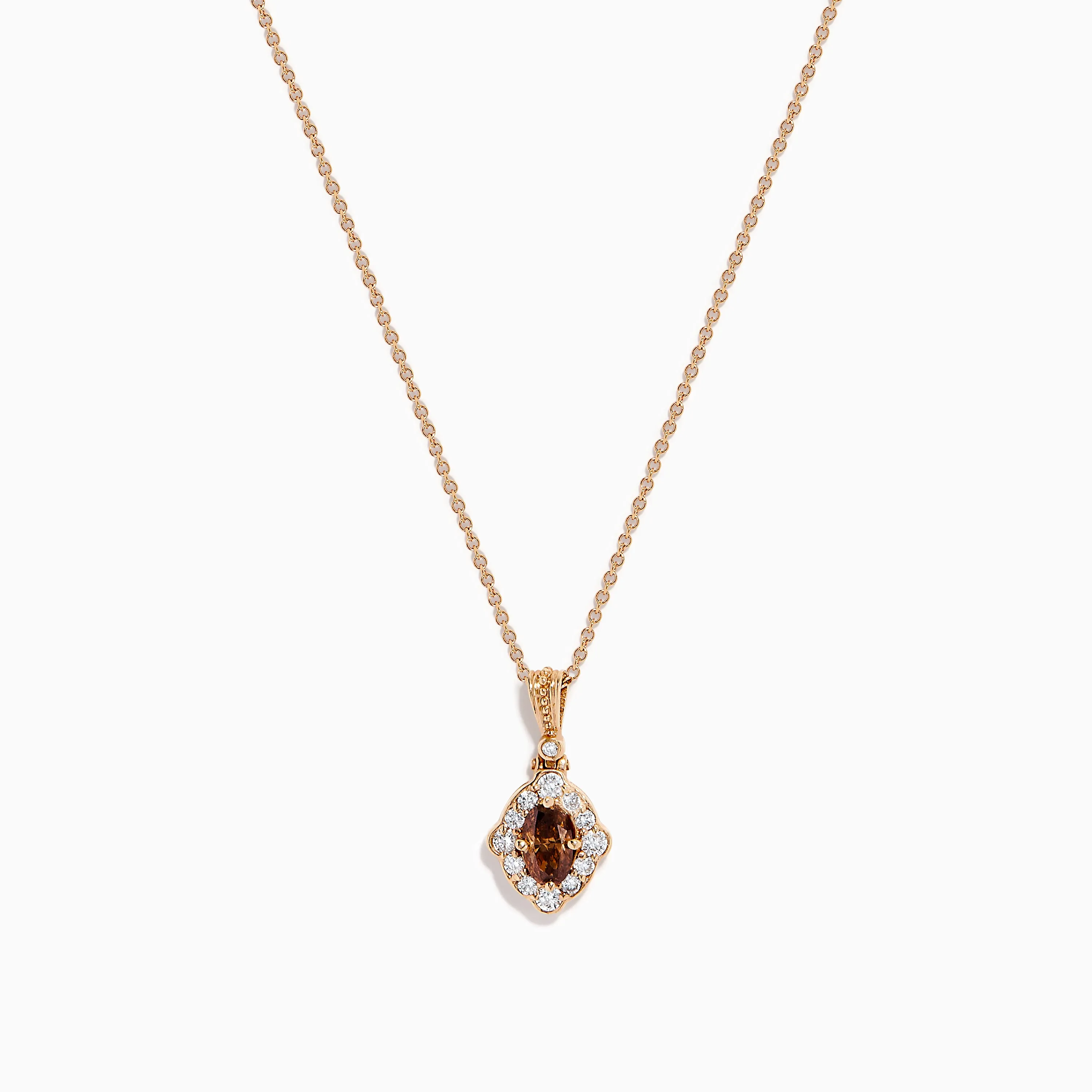14K Rose Gold Brown and White Diamond Halo Pendant sold by Effy