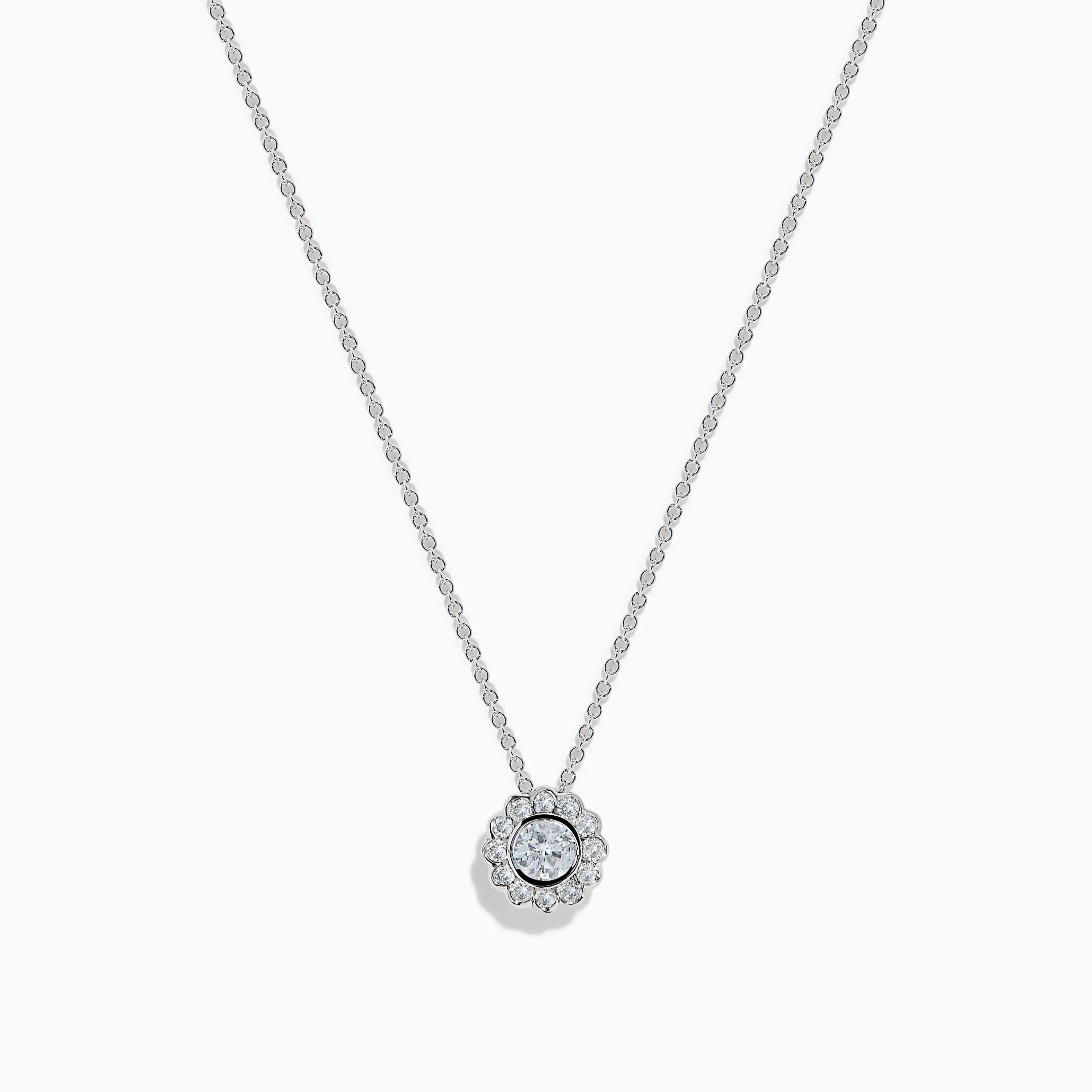 14K White Gold Diamond Bezel Halo Pendant sold by Effy