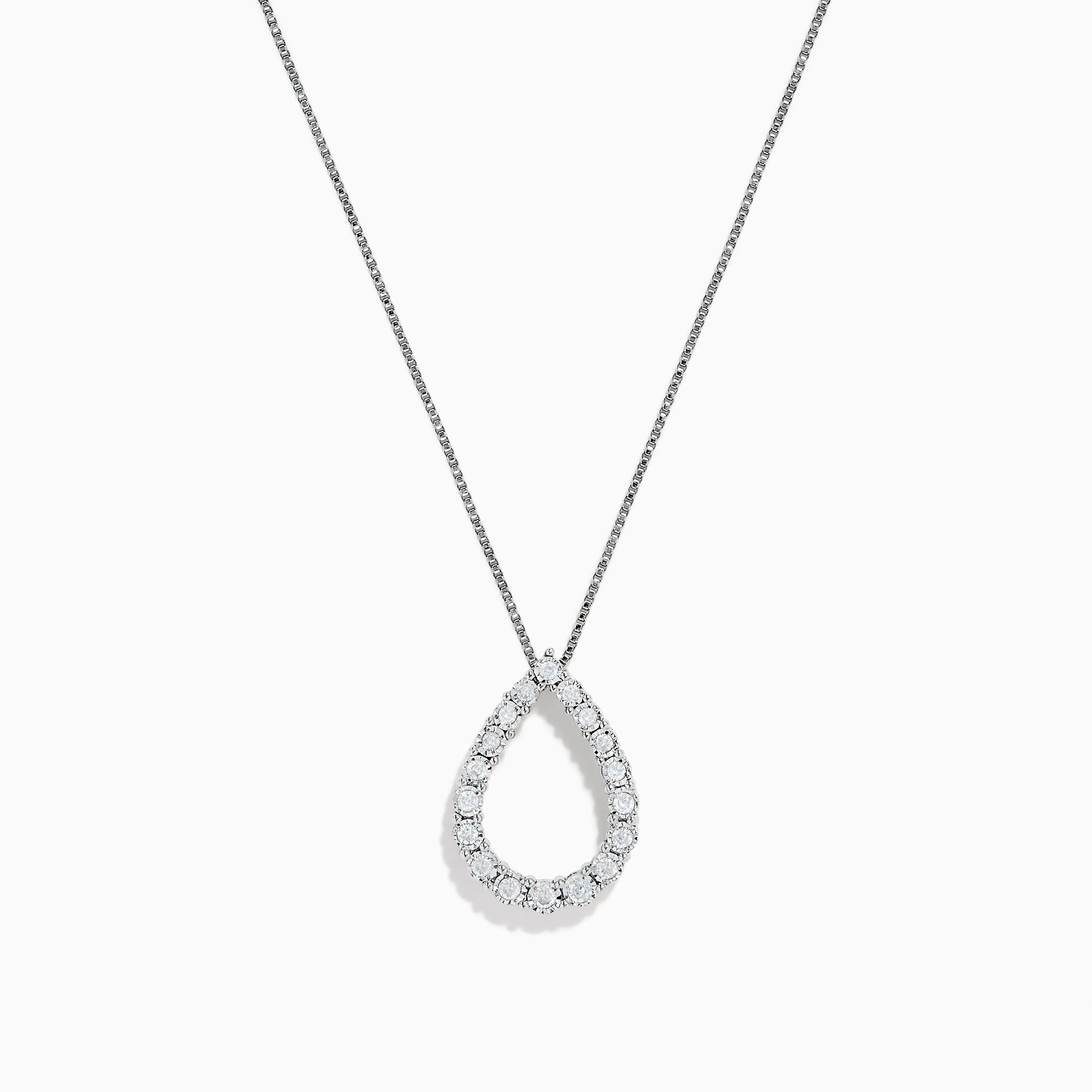 925 Sterling Silver Diamond Halo Pear Pendant sold by Effy