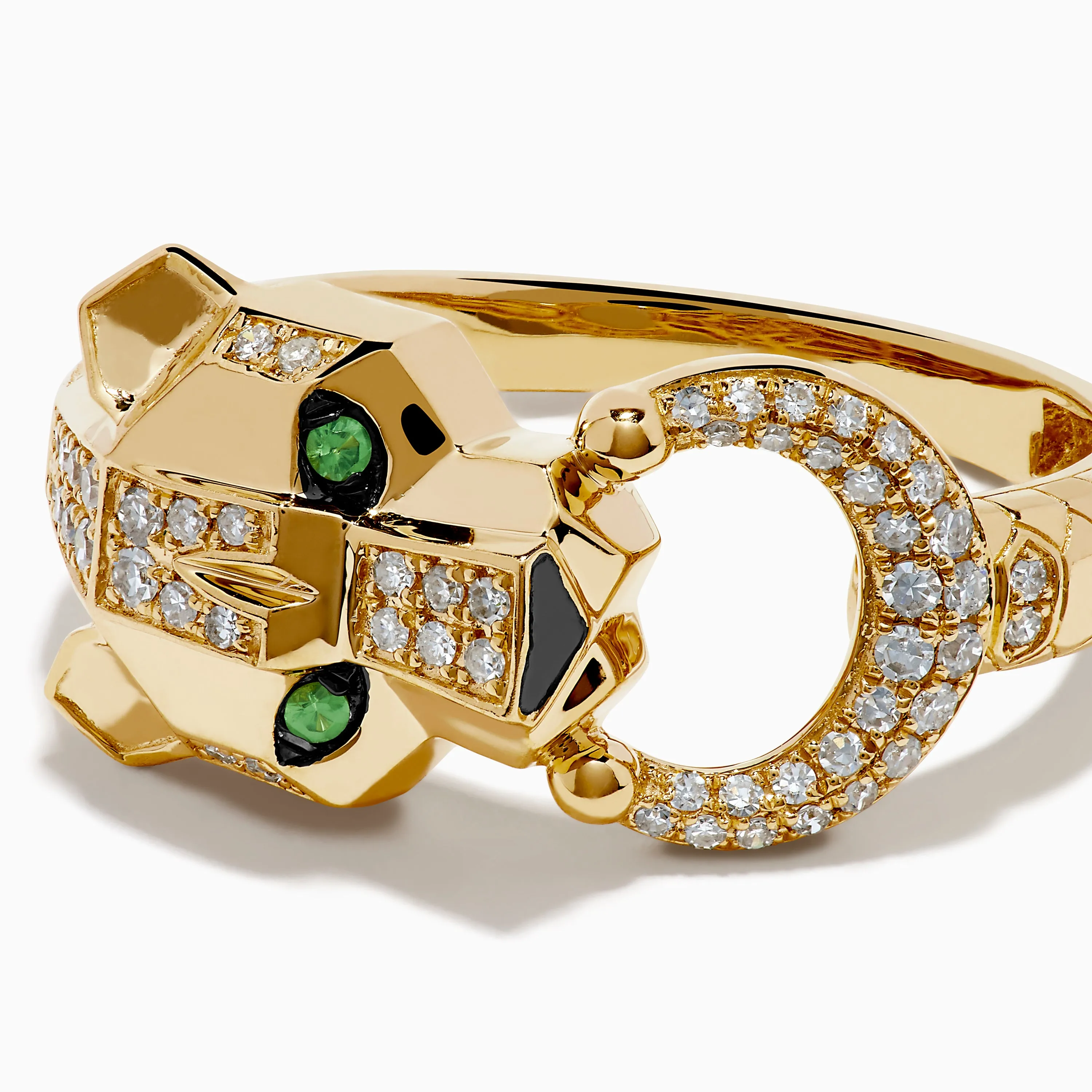Signature 14K Yellow Gold Tsavorite and Diamond Panther Ring sold by Effy product image thumbnail 2