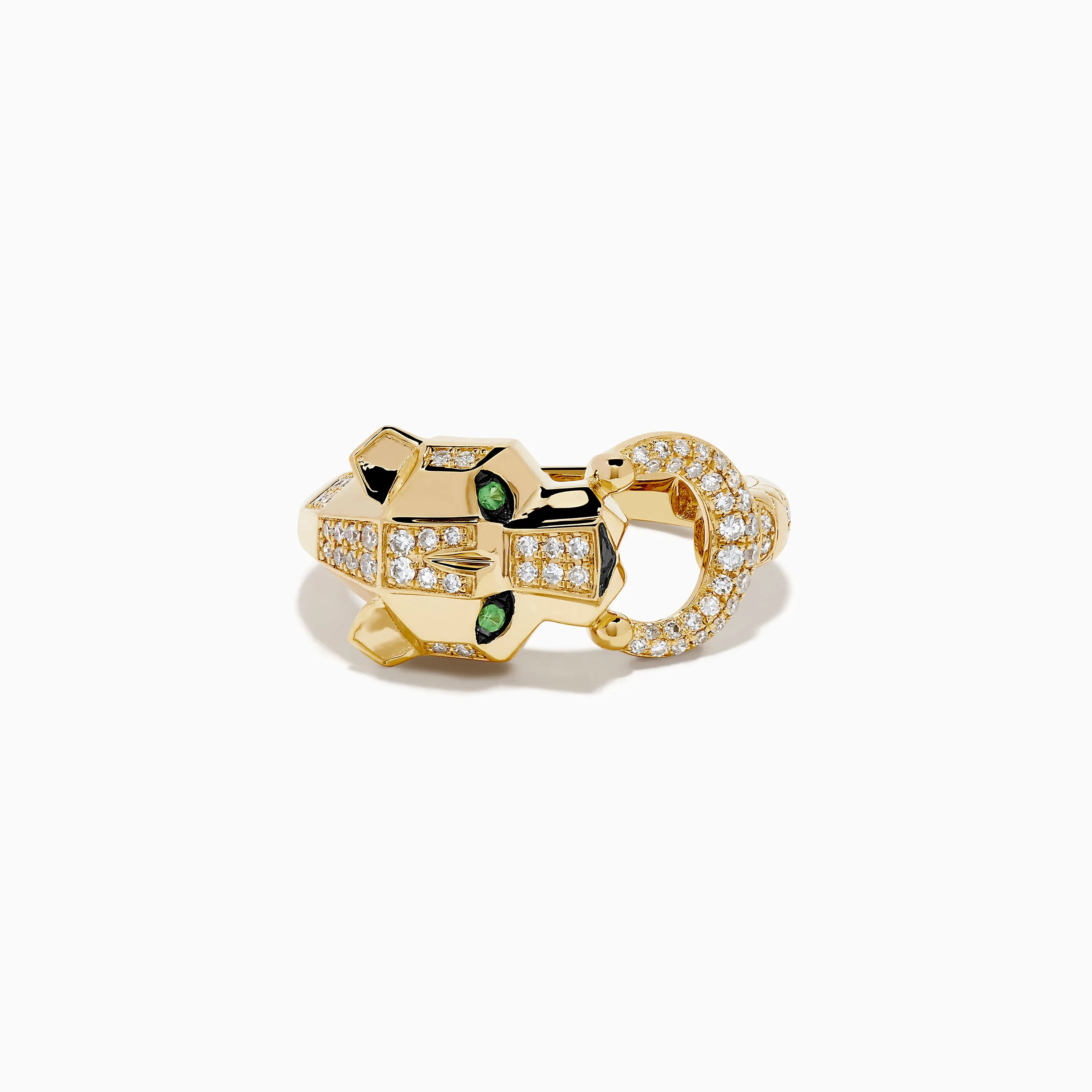 Signature 14K Yellow Gold Tsavorite and Diamond Panther Ring sold by Effy