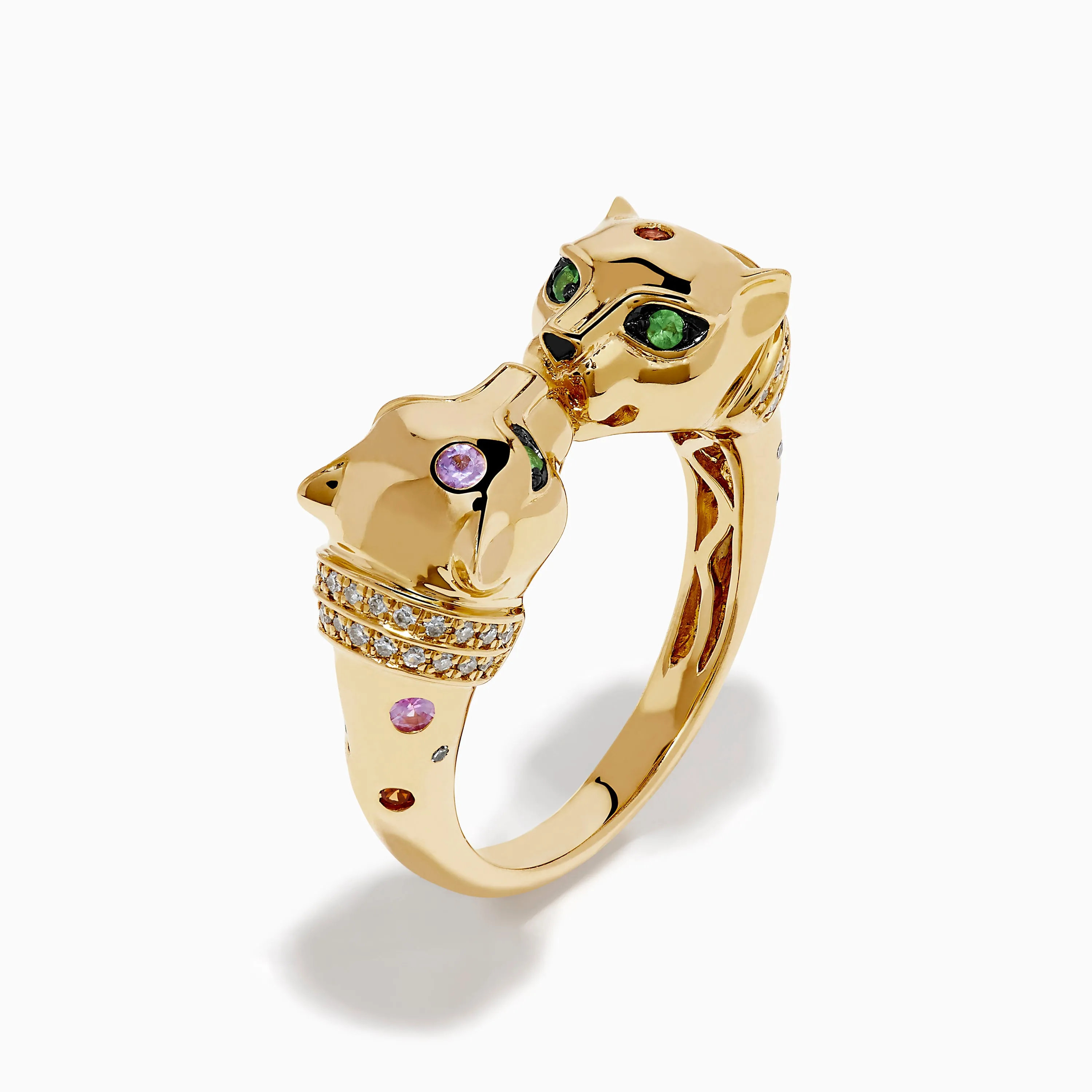 Signature 14K Yellow Gold Multi Sapphire and Diamond Double Panther Ring sold by Effy product image thumbnail 4