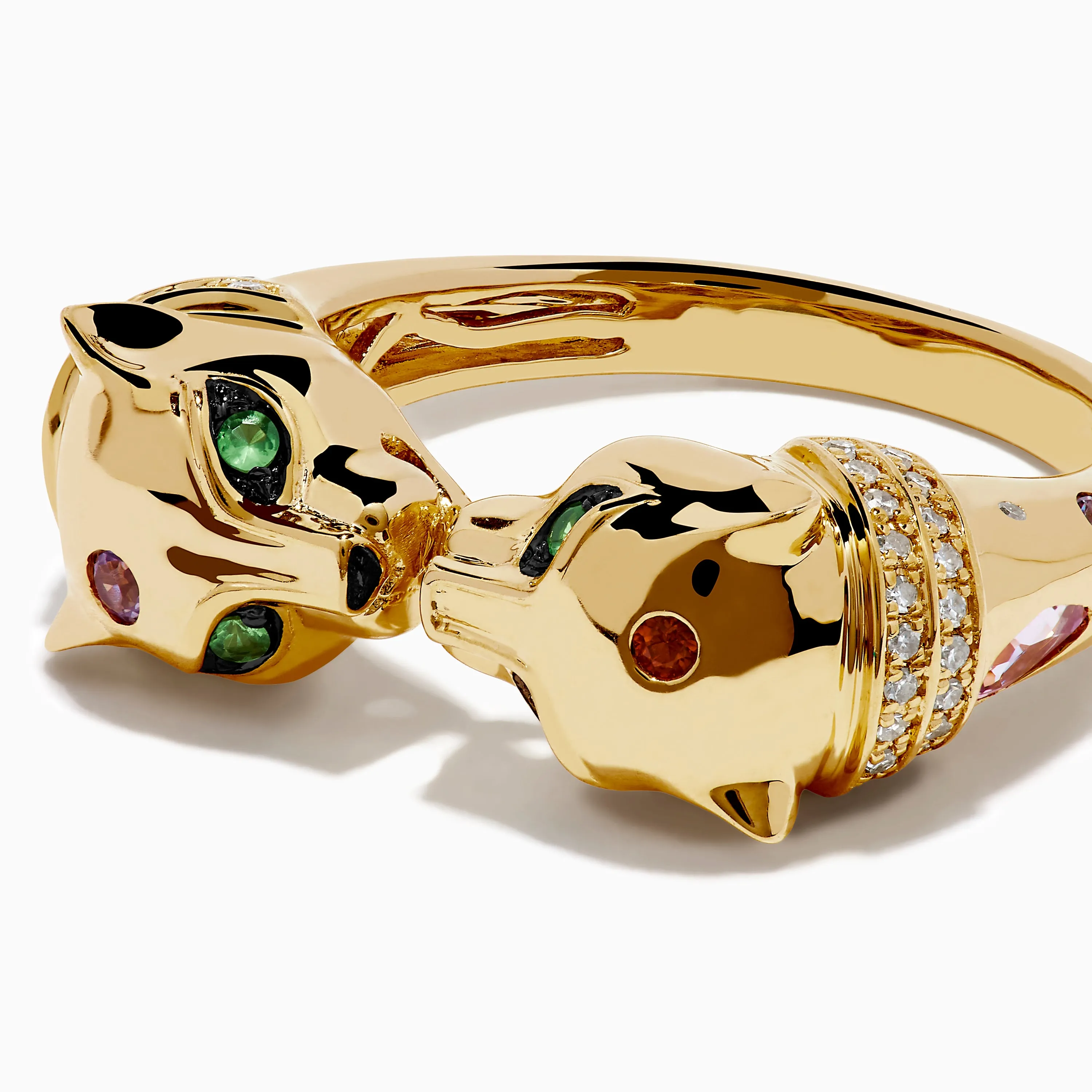 Signature 14K Yellow Gold Multi Sapphire and Diamond Double Panther Ring sold by Effy product image thumbnail 2