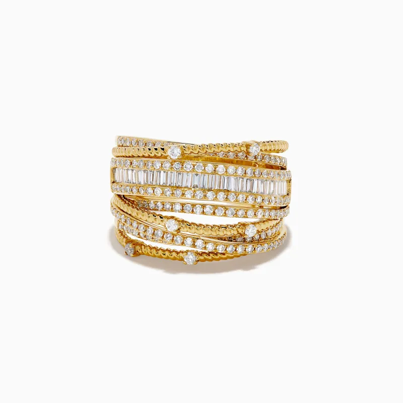 14K Yellow Gold Diamond Statement Crossover Ring sold by Effy