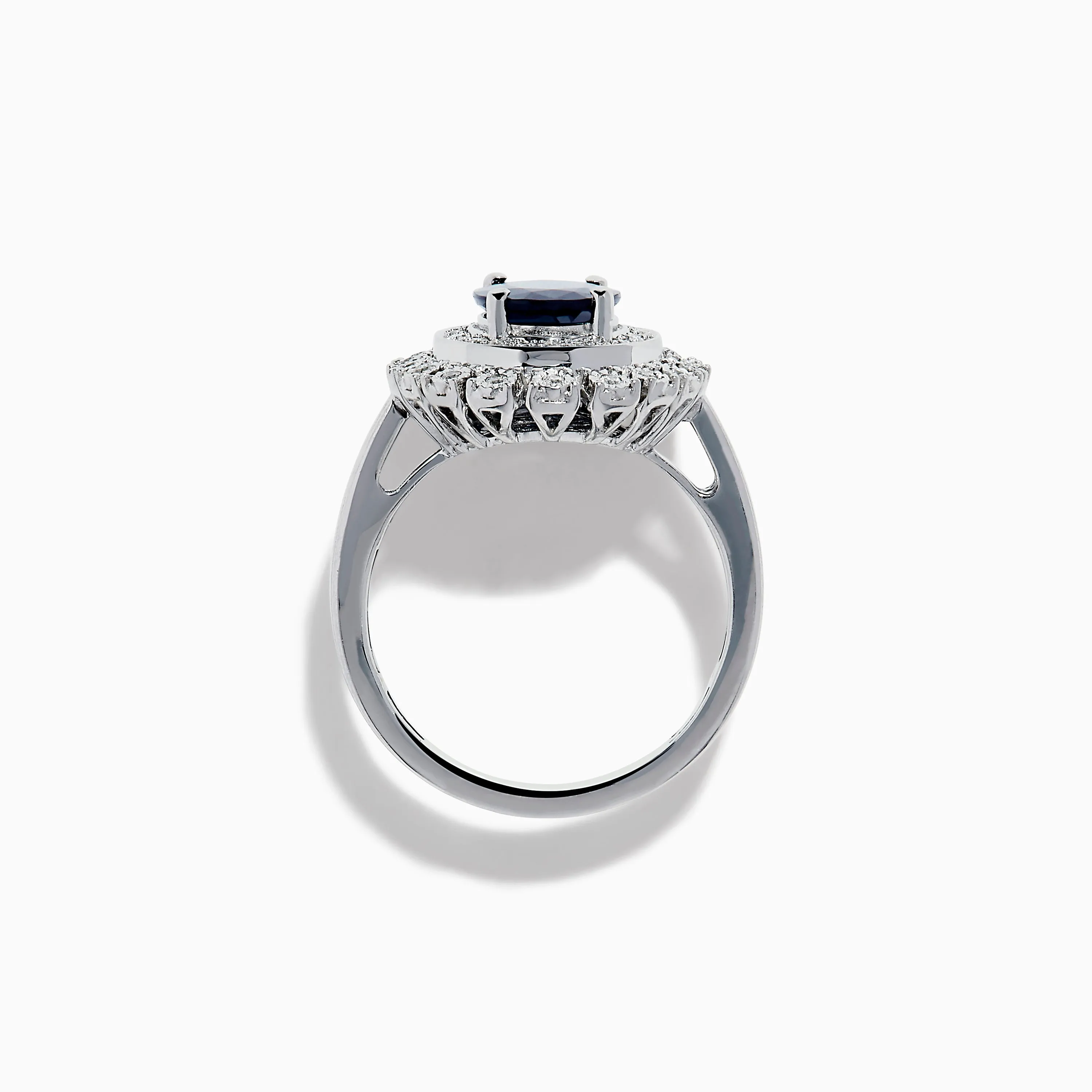 14K White Gold Blue Sapphire and Diamond Double Halo Ring sold by Effy product image thumbnail 3