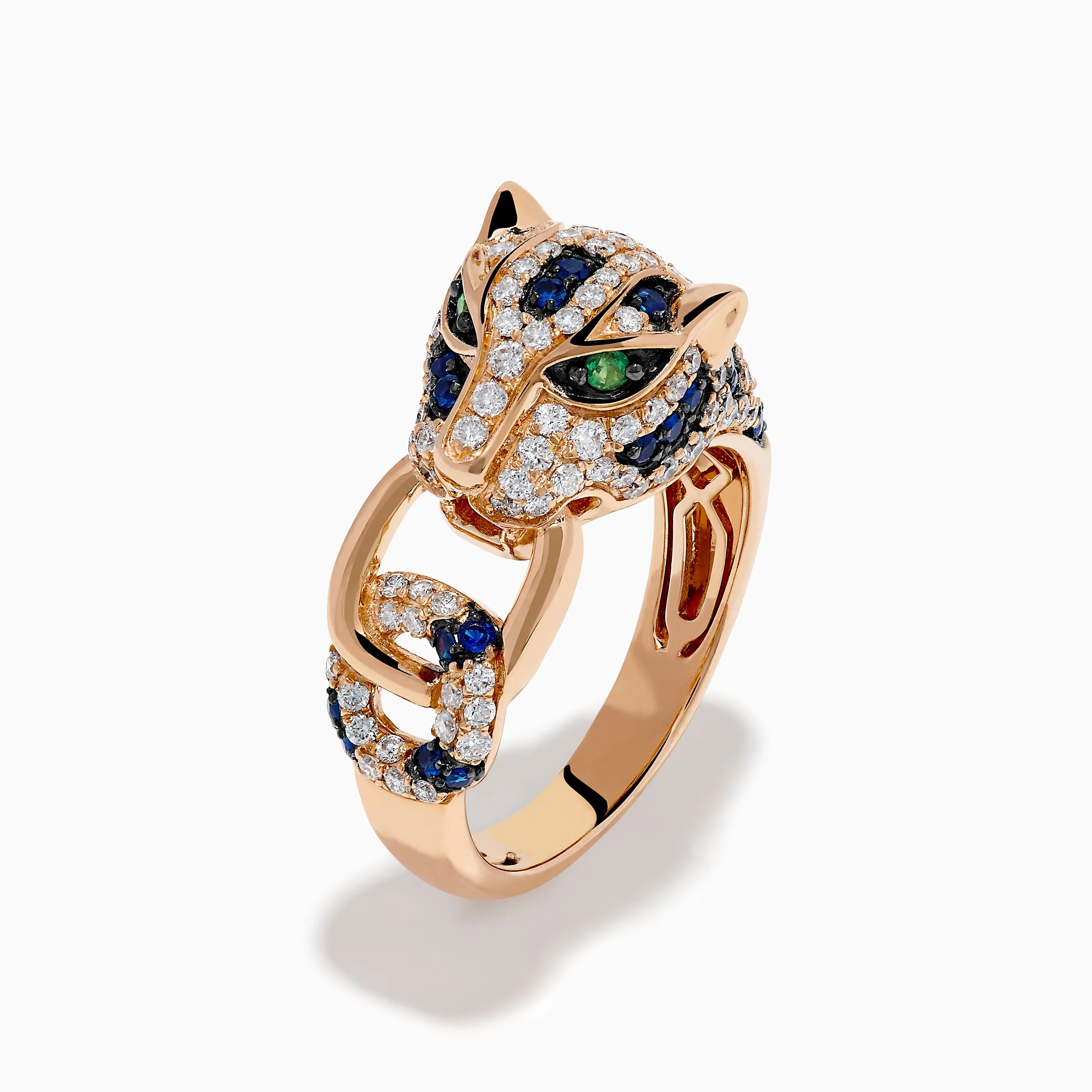 Signature 14K Rose Gold Diamond, Sapphire and Emerald Ring sold by Effy product image thumbnail 4