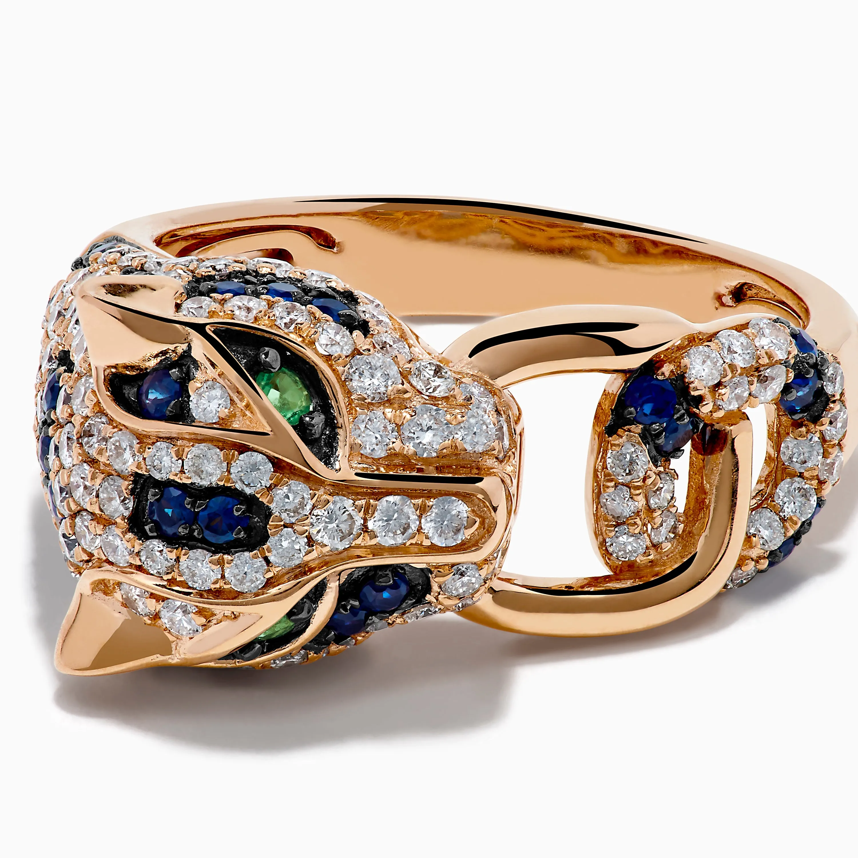 Signature 14K Rose Gold Diamond, Sapphire and Emerald Ring sold by Effy product image thumbnail 2