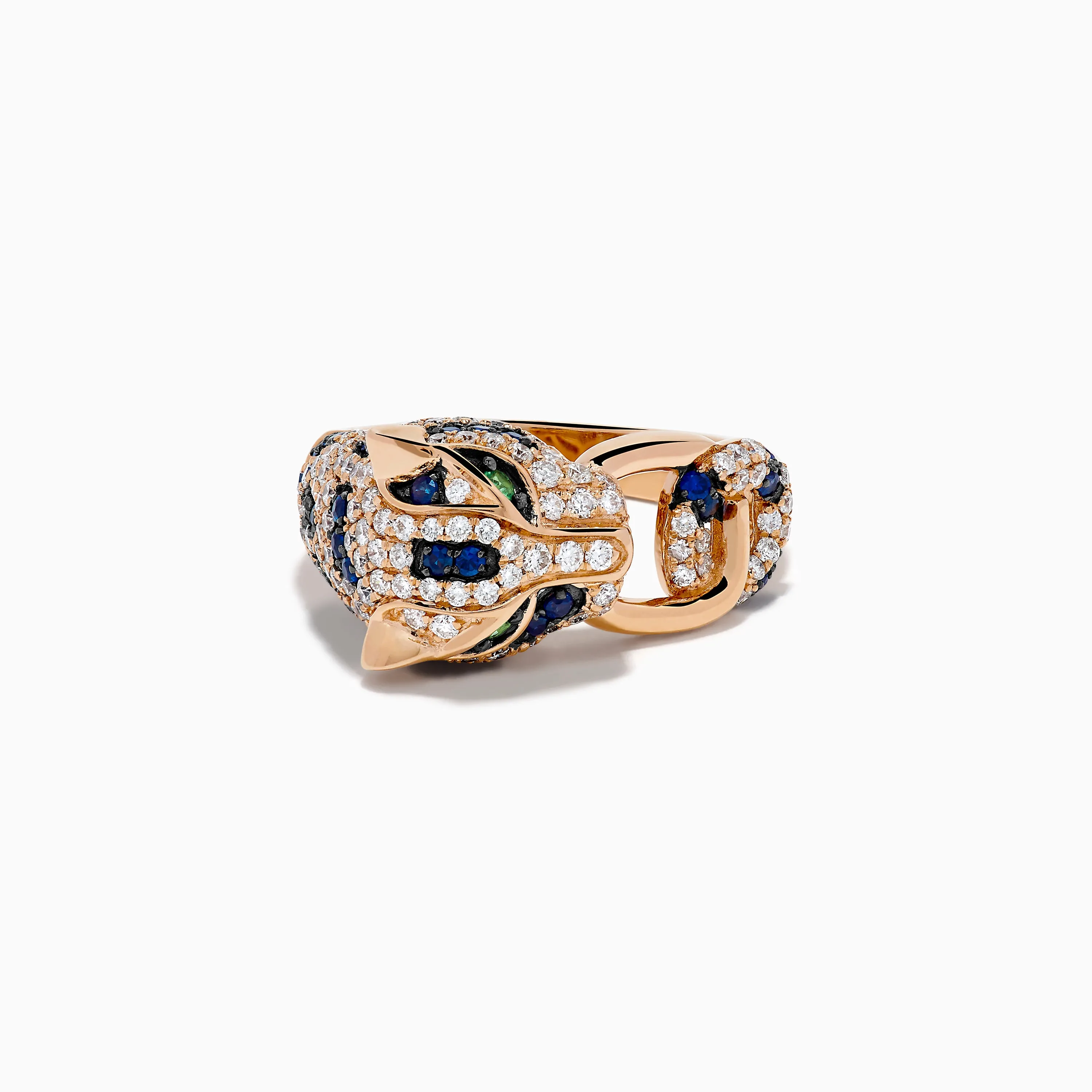 Signature 14K Rose Gold Diamond, Sapphire and Emerald Ring sold by Effy
