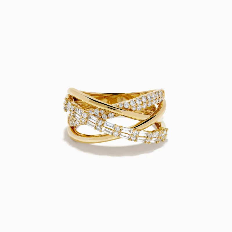 D'oro 14K Yellow Gold Diamond Crossover Ring sold by Effy