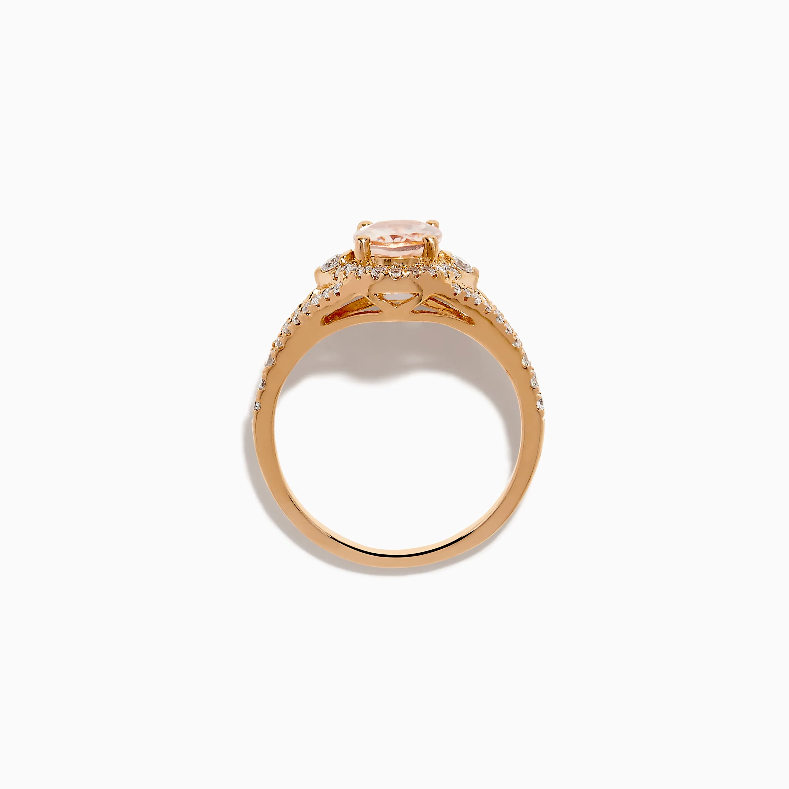 Rose Gold Morganite and Diamond Split Halo Ring sold by Effy product image thumbnail 3