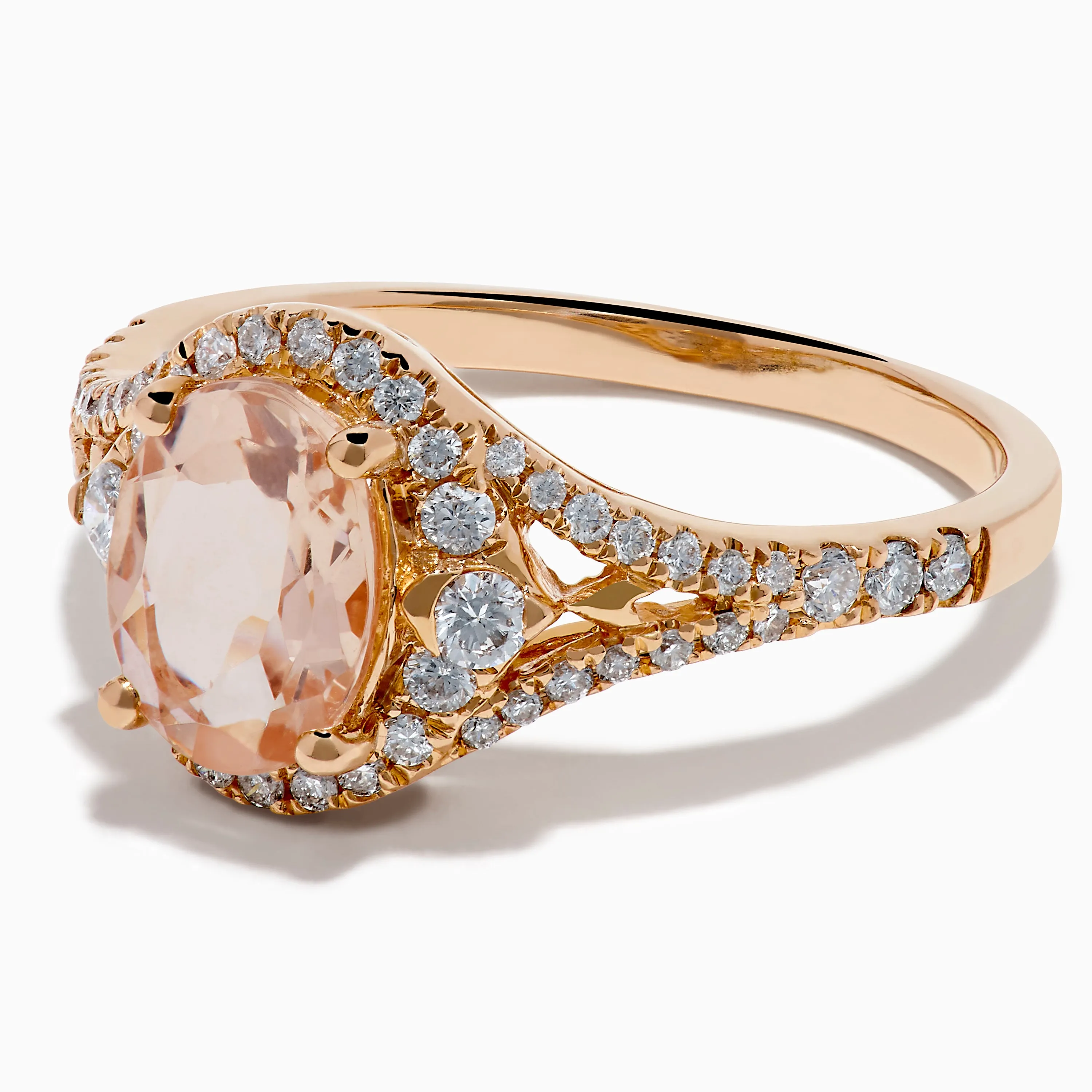 Rose Gold Morganite and Diamond Split Halo Ring sold by Effy product image thumbnail 2