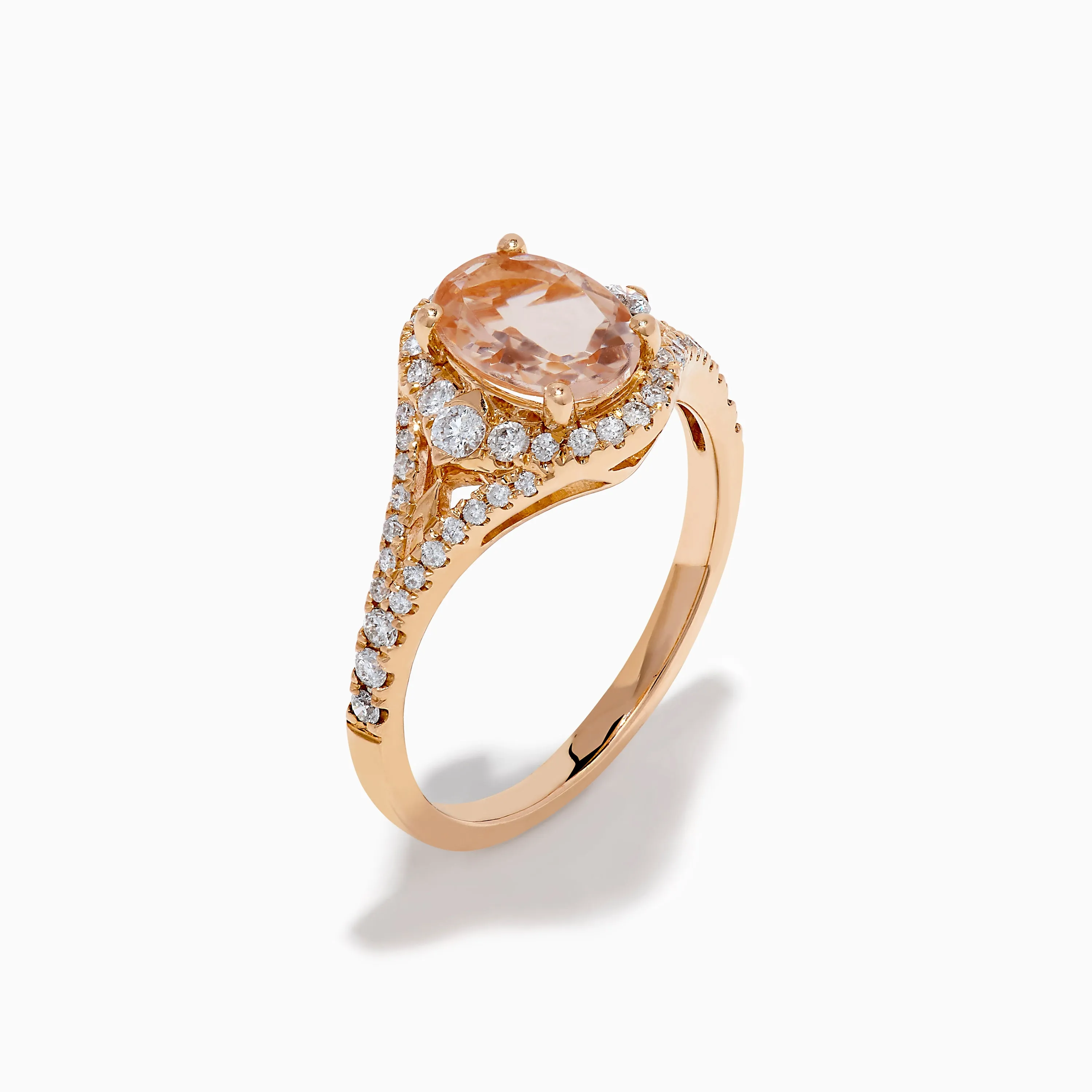 Rose Gold Morganite and Diamond Split Halo Ring sold by Effy product image thumbnail 4