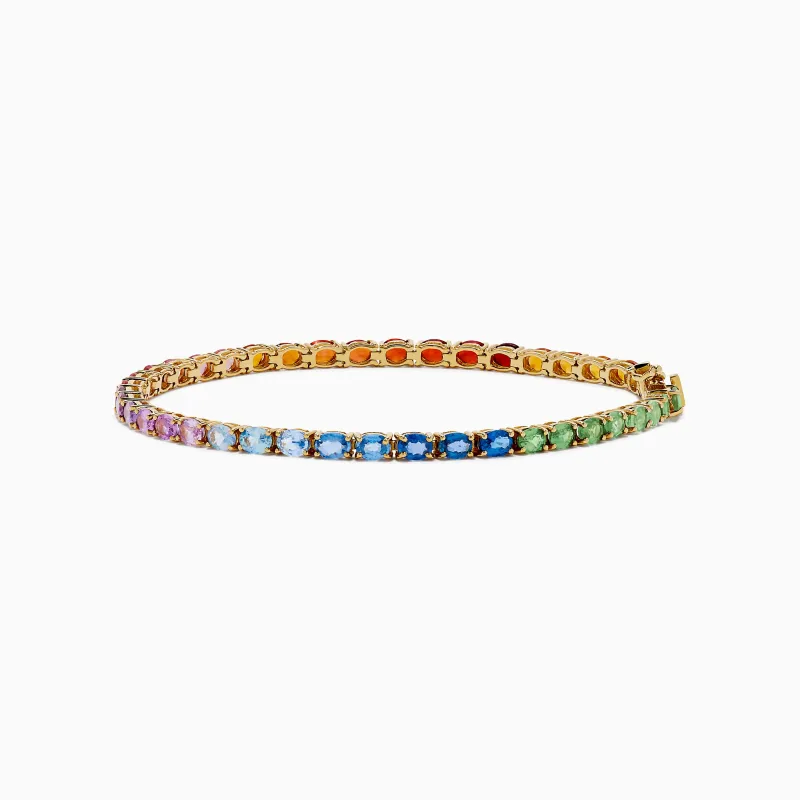Watercolors 14K Yellow Gold Multi Sapphire Oval Tennis Bracelet sold by Effy