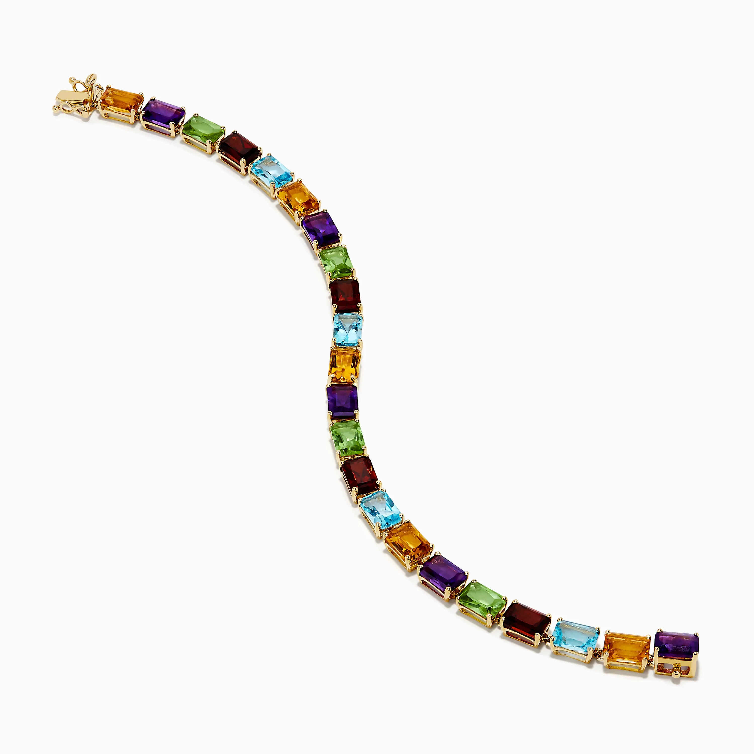 14K Yellow Gold Radiant Cut Multi Color Gemstone Tennis Bracelet sold by Effy product image thumbnail 2