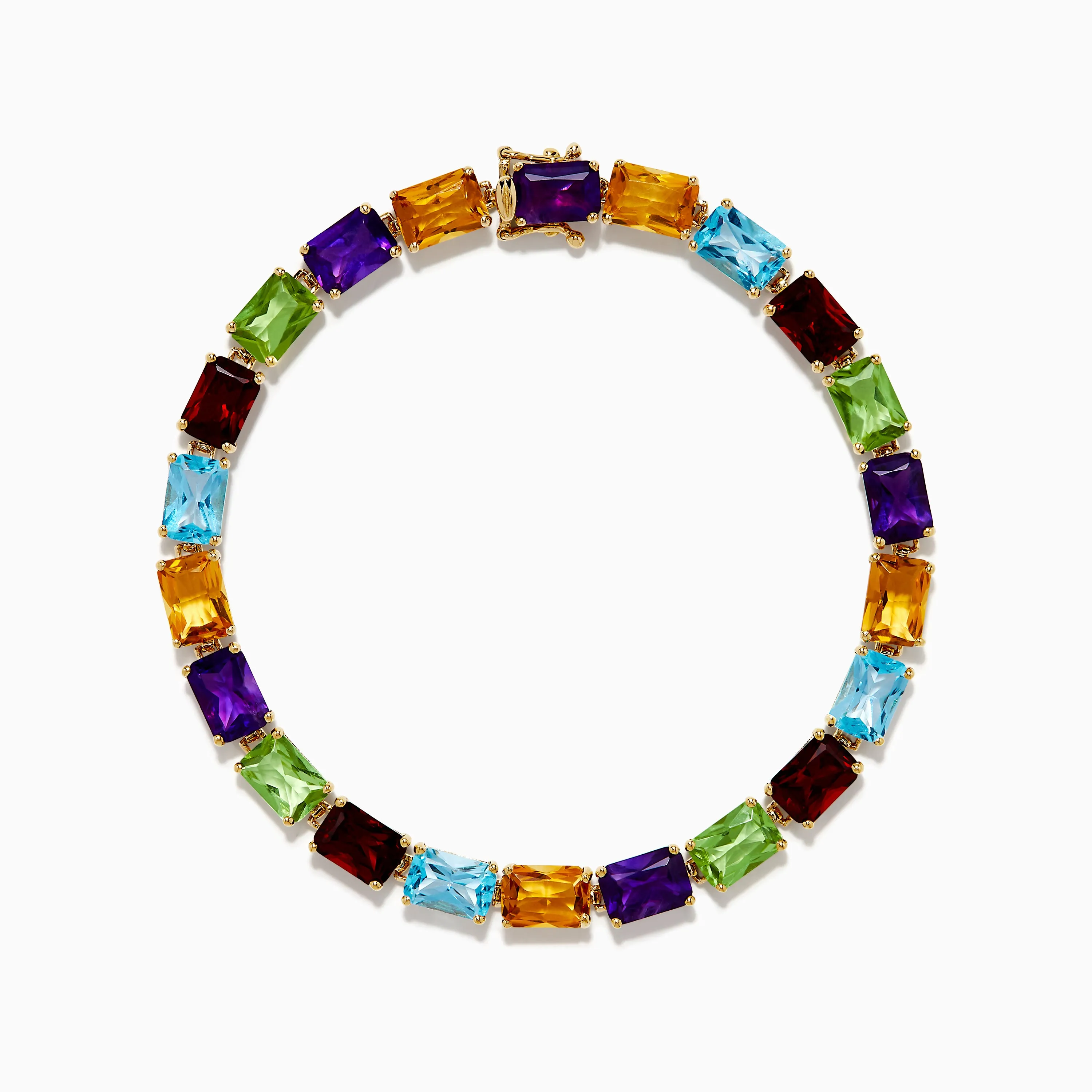 14K Yellow Gold Radiant Cut Multi Color Gemstone Tennis Bracelet sold by Effy product image thumbnail 3