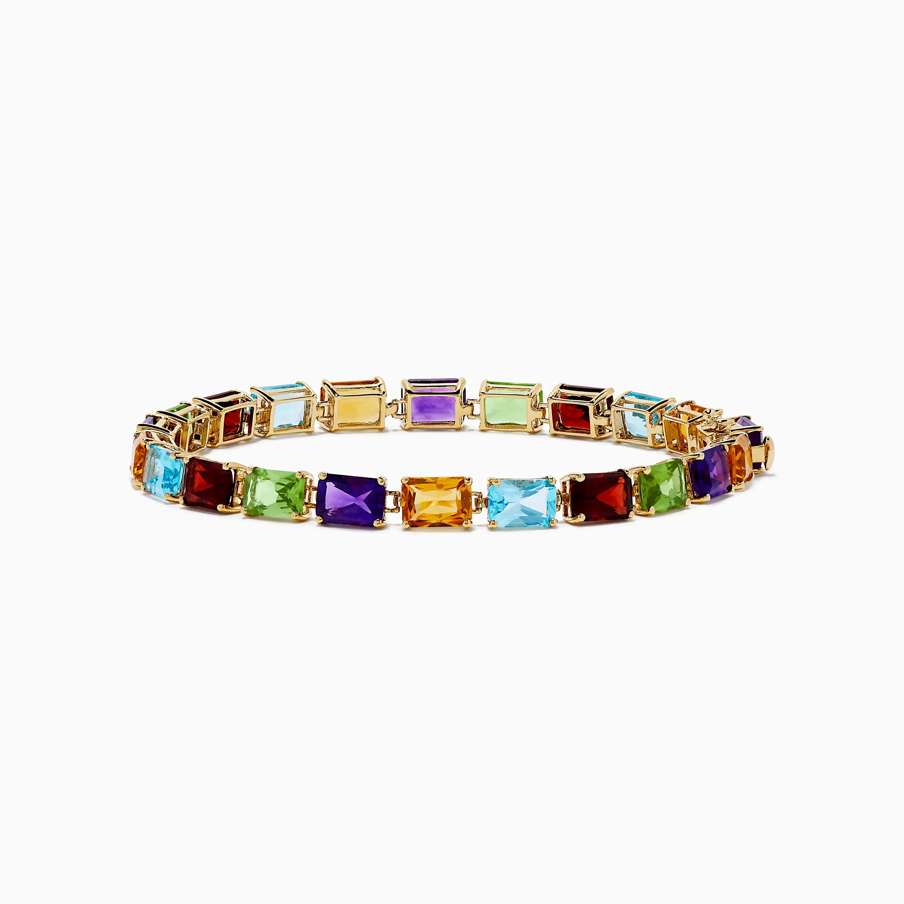 14K Yellow Gold Radiant Cut Multi Color Gemstone Tennis Bracelet sold by Effy
