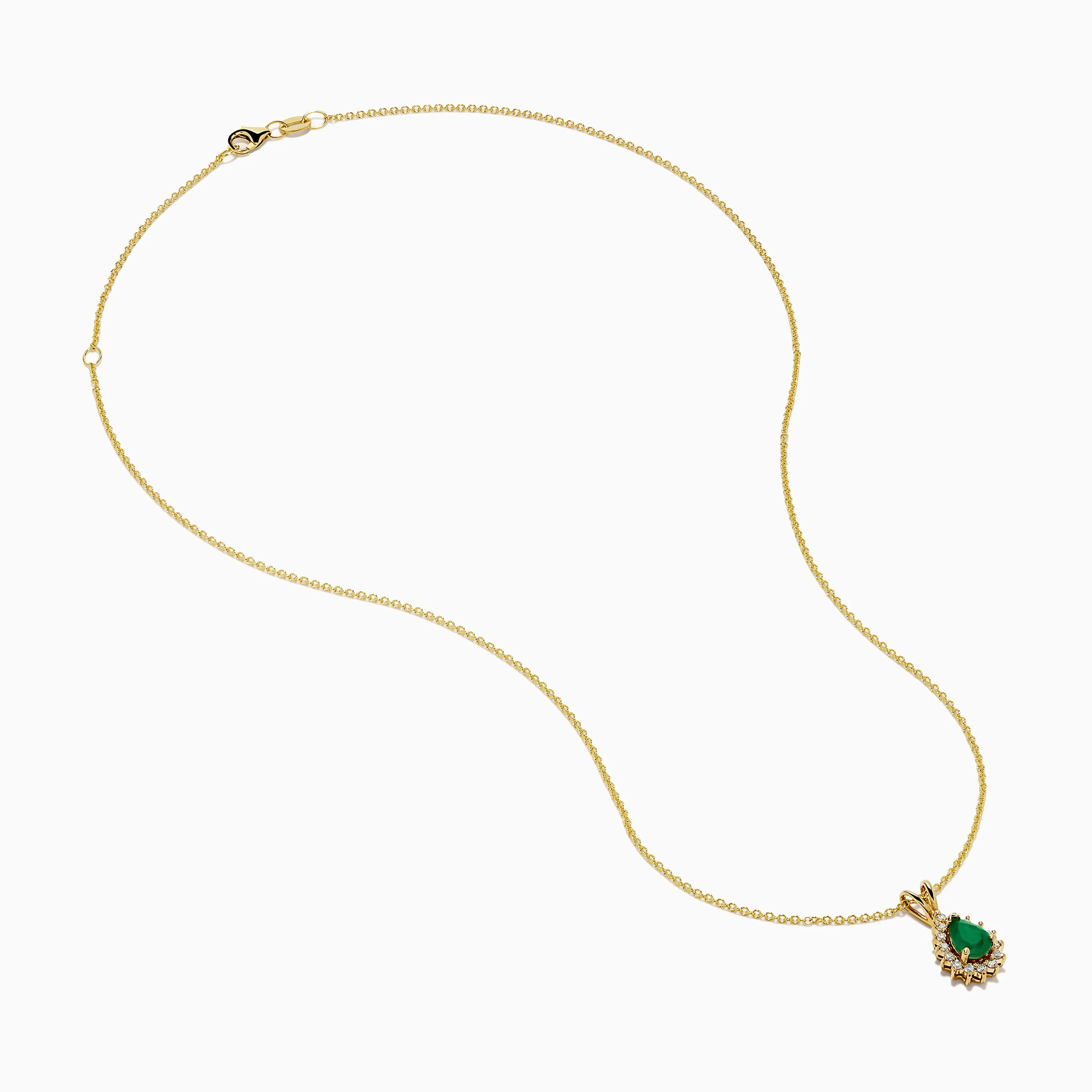 14K Yellow Gold Emerald and Diamond Pear Halo Pendant sold by Effy product image thumbnail 2