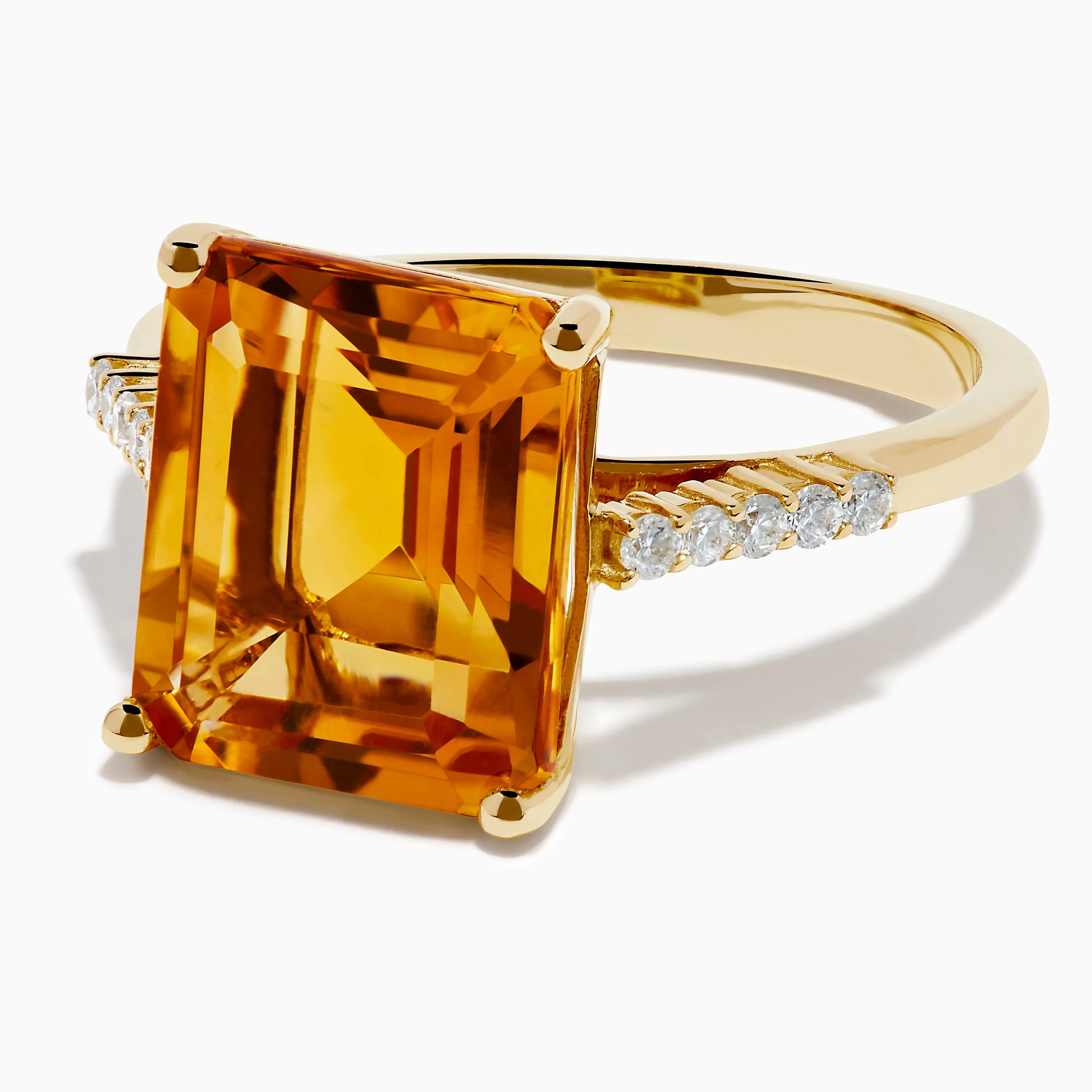 14K Yellow Gold Step Cut Citrine and Diamond Cocktail Ring sold by Effy product image thumbnail 2