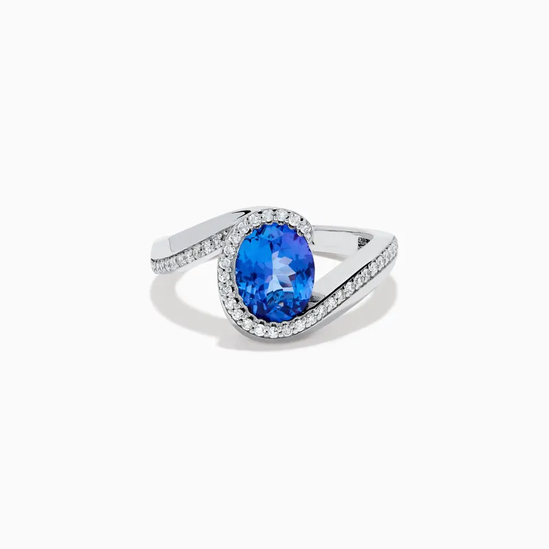 14K White Gold Tanzanite and Diamond Oval Swirl Ring sold by Effy