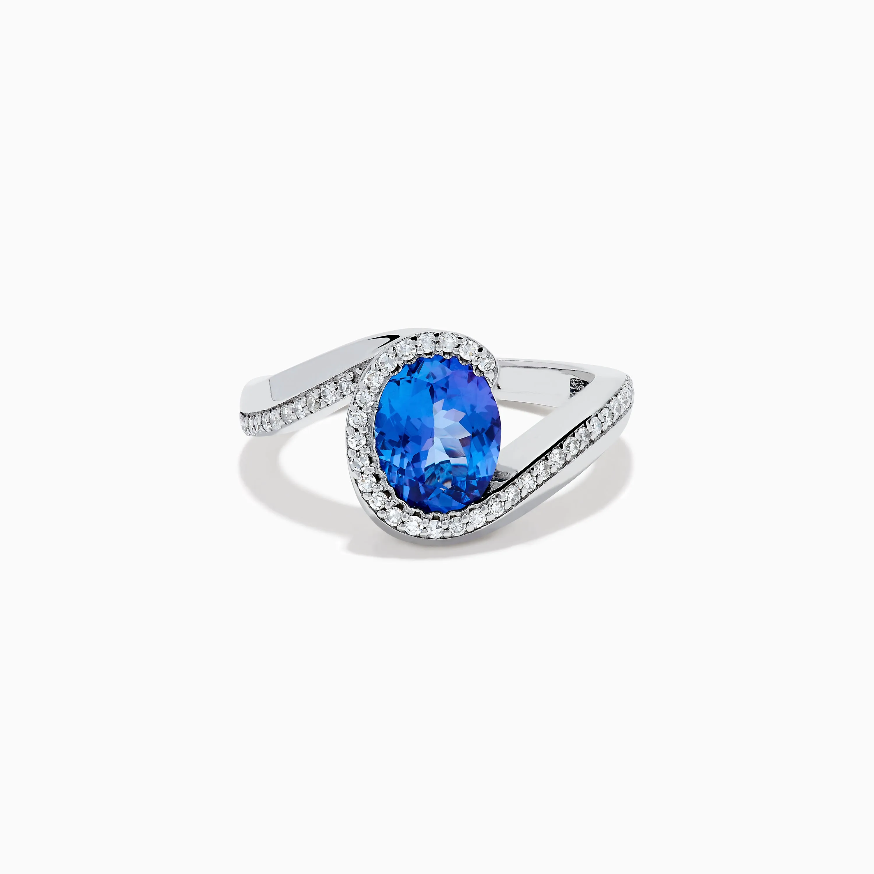 14K White Gold Tanzanite and Diamond Oval Swirl Ring sold by Effy