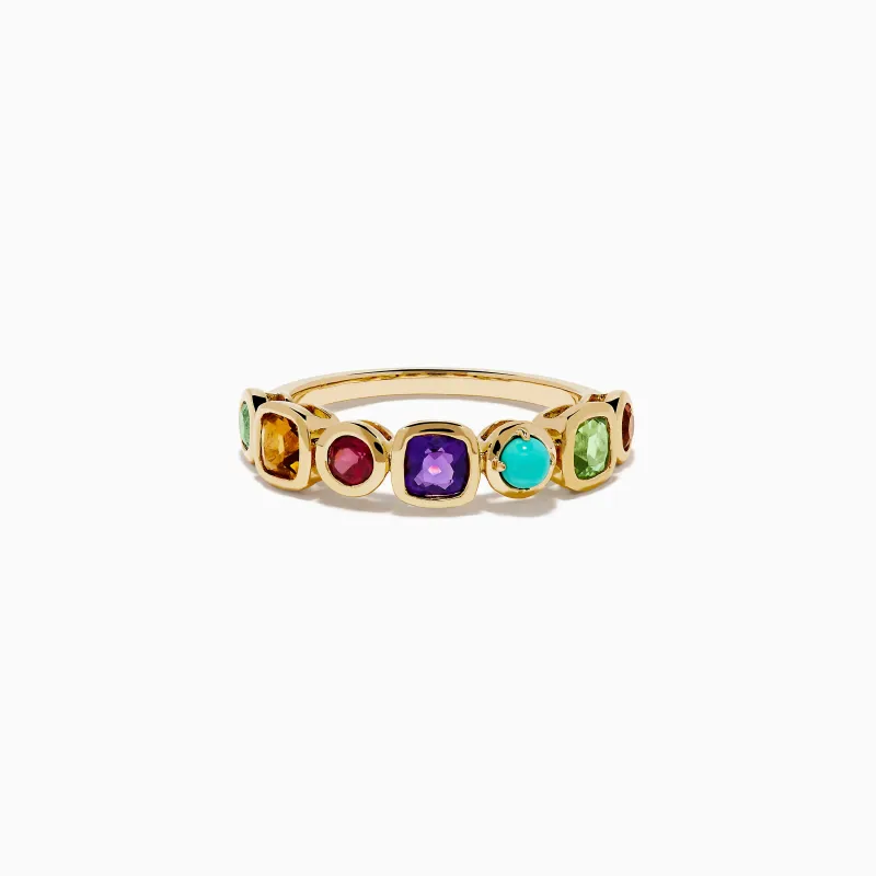 14K Yellow Gold Multi Color Gemstone Bezel Band sold by Effy