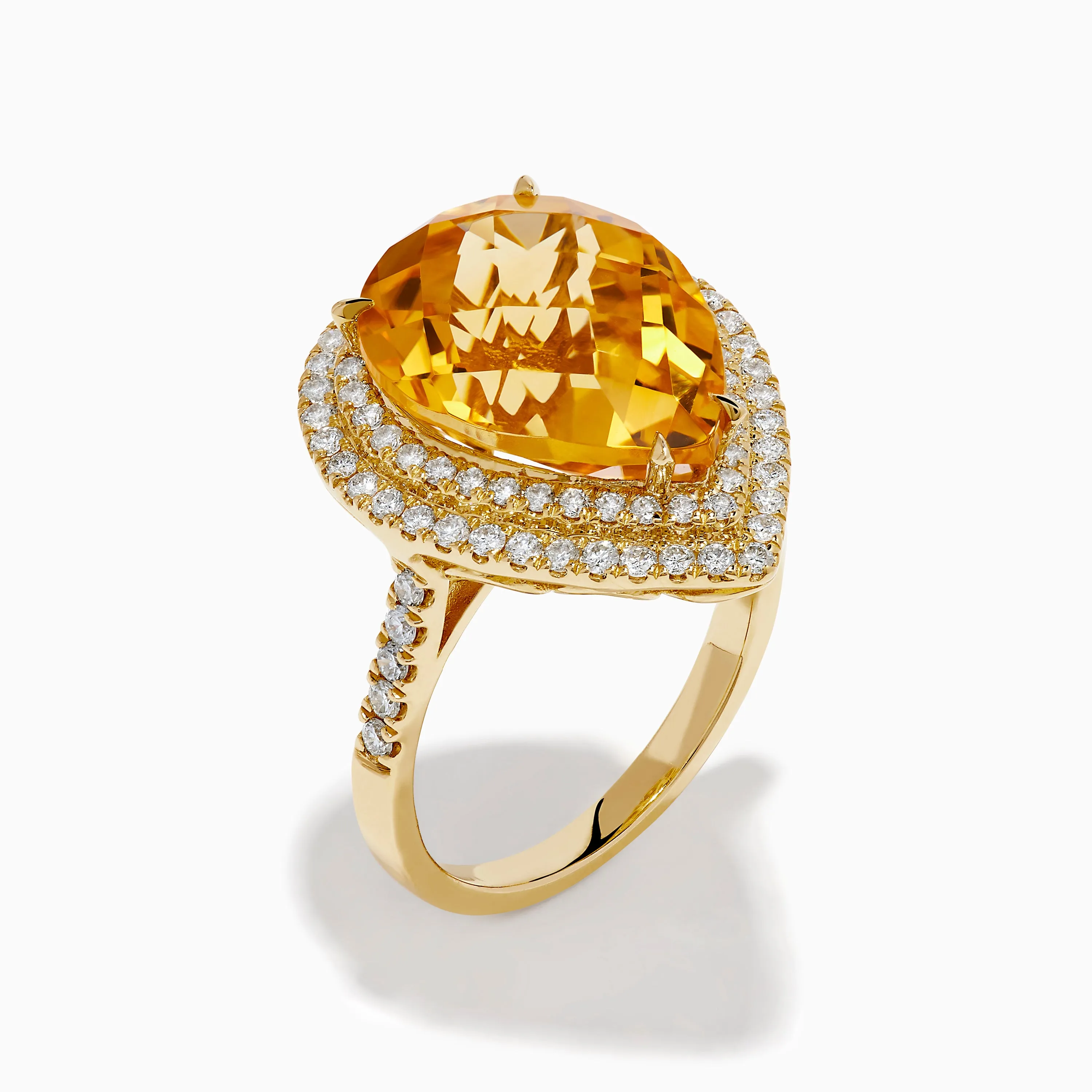 14K Yellow Gold Citrine and Diamond Pear Halo Cocktail Ring sold by Effy product image thumbnail 4