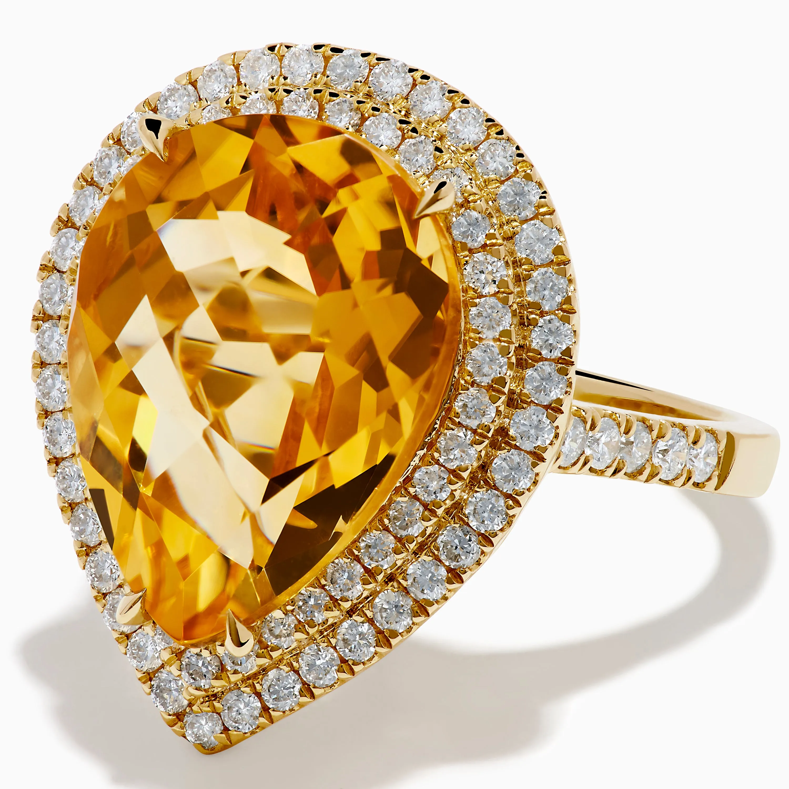 14K Yellow Gold Citrine and Diamond Pear Halo Cocktail Ring sold by Effy product image thumbnail 2