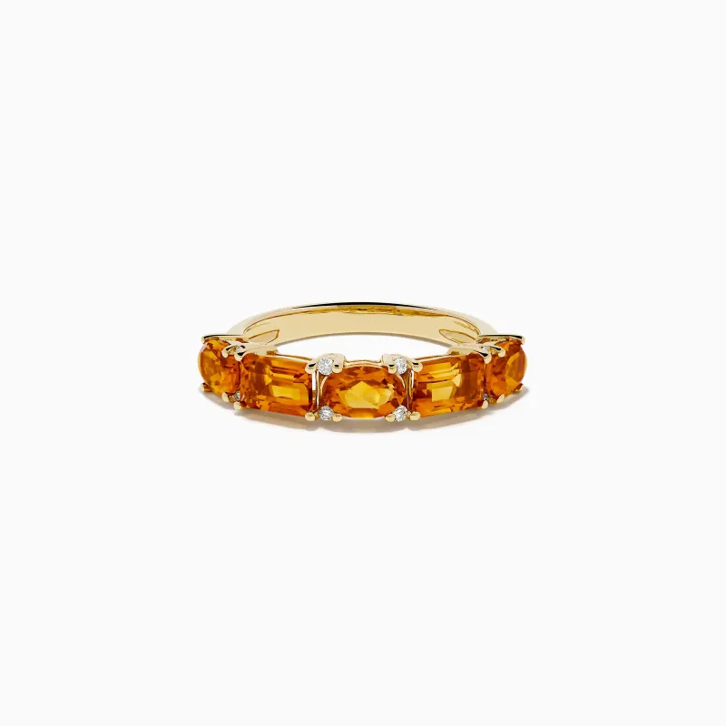 14K Yellow Gold Citrine and Diamond Band sold by Effy