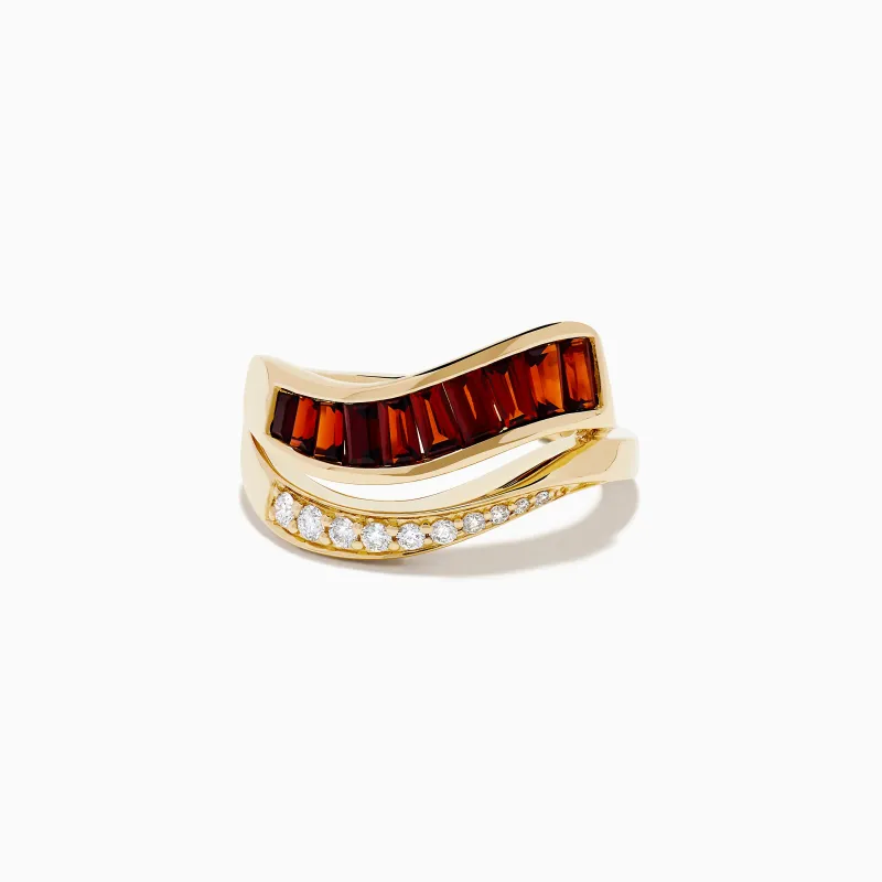 14K Yellow Gold Garnet and Diamond Wavy Band sold by Effy