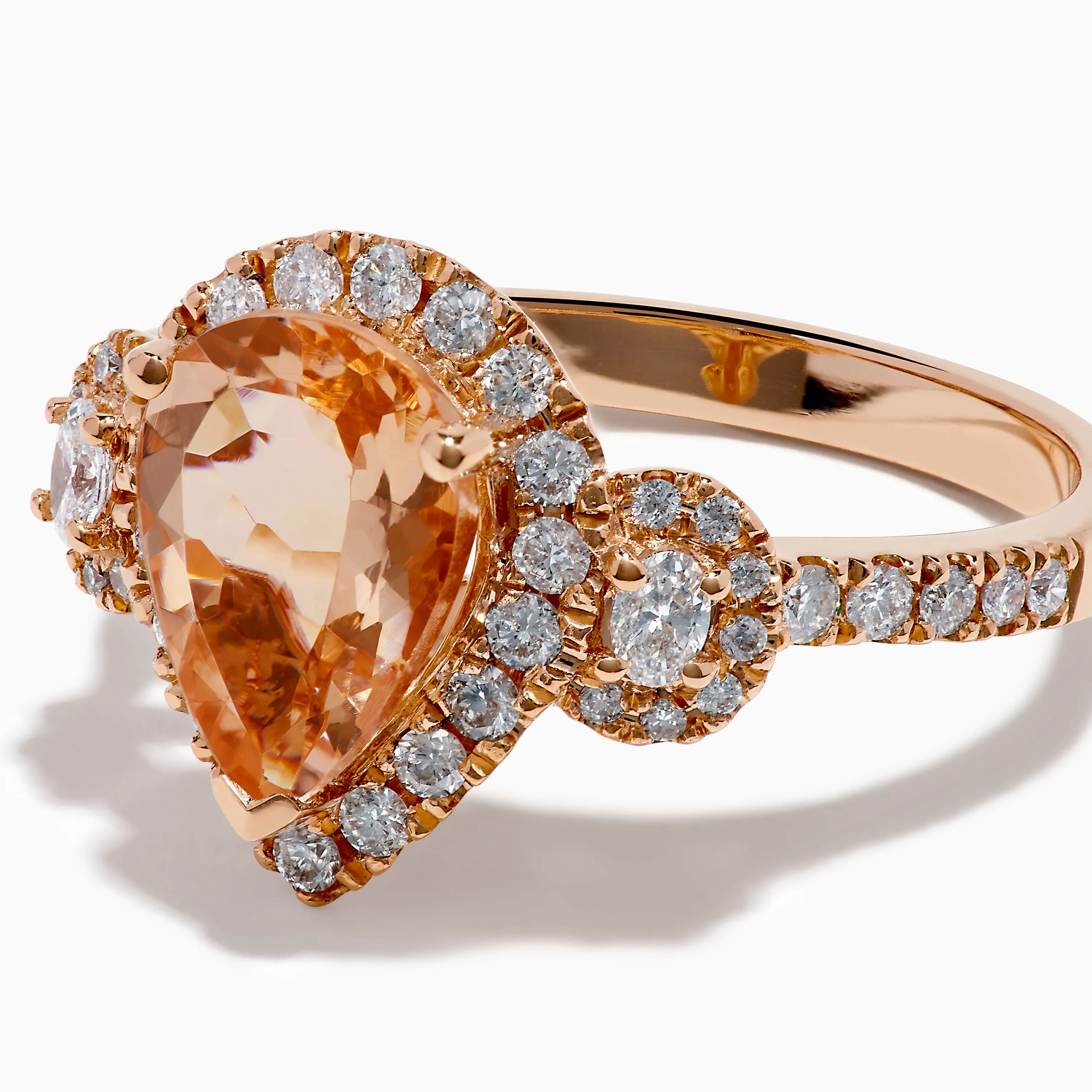 14K Rose Gold Pear Morganite and Diamond Halo Ring sold by Effy product image thumbnail 2
