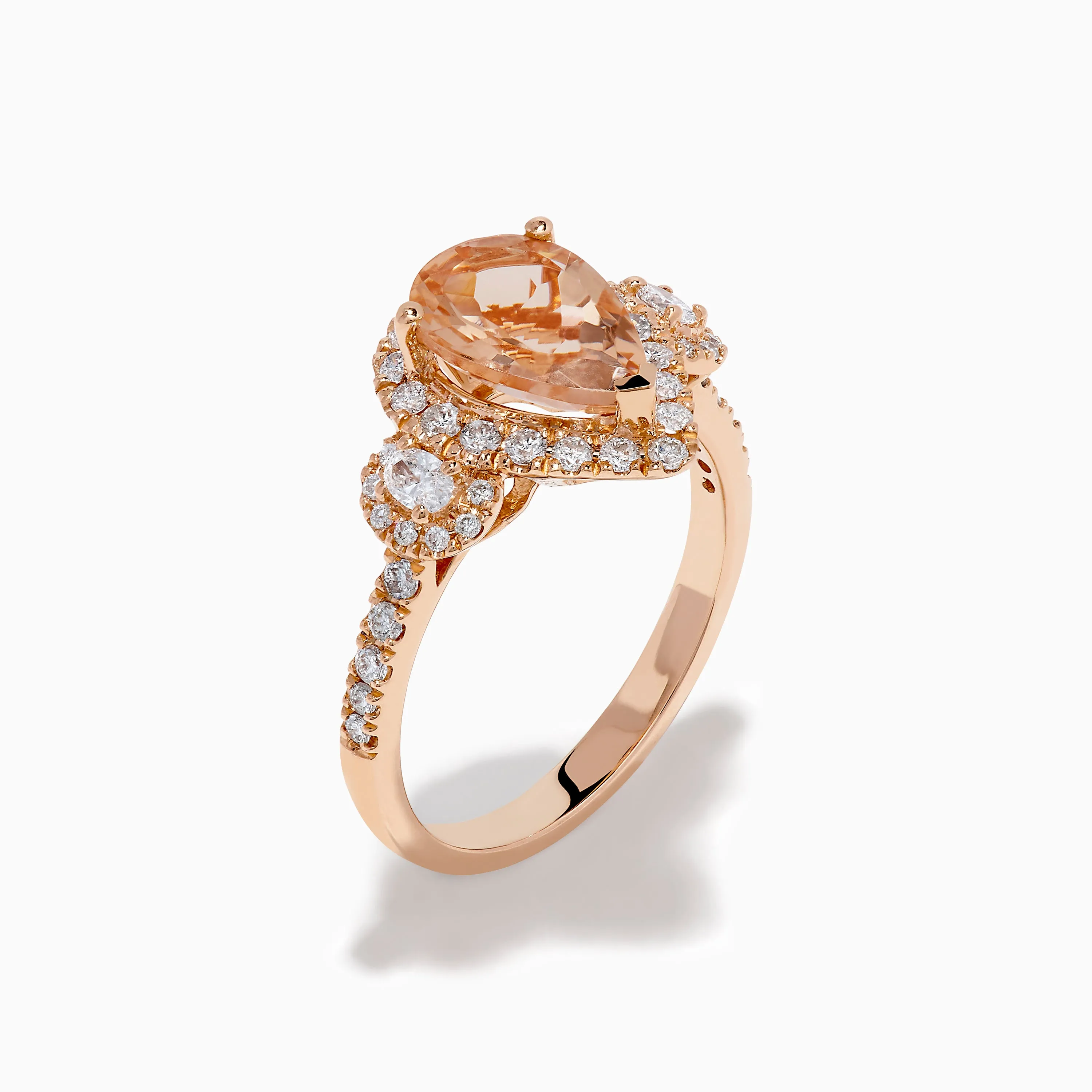 14K Rose Gold Pear Morganite and Diamond Halo Ring sold by Effy product image thumbnail 4