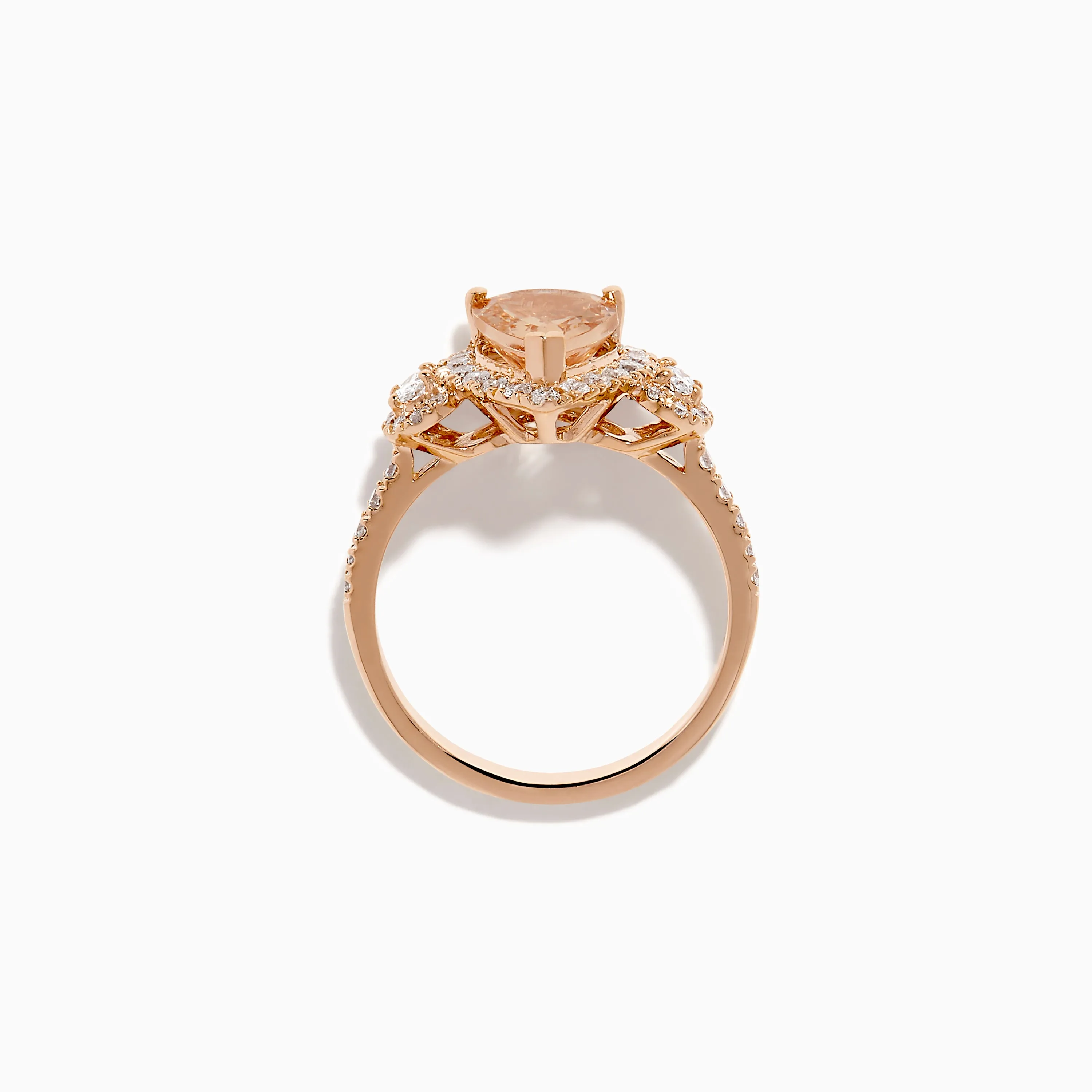 14K Rose Gold Pear Morganite and Diamond Halo Ring sold by Effy product image thumbnail 3