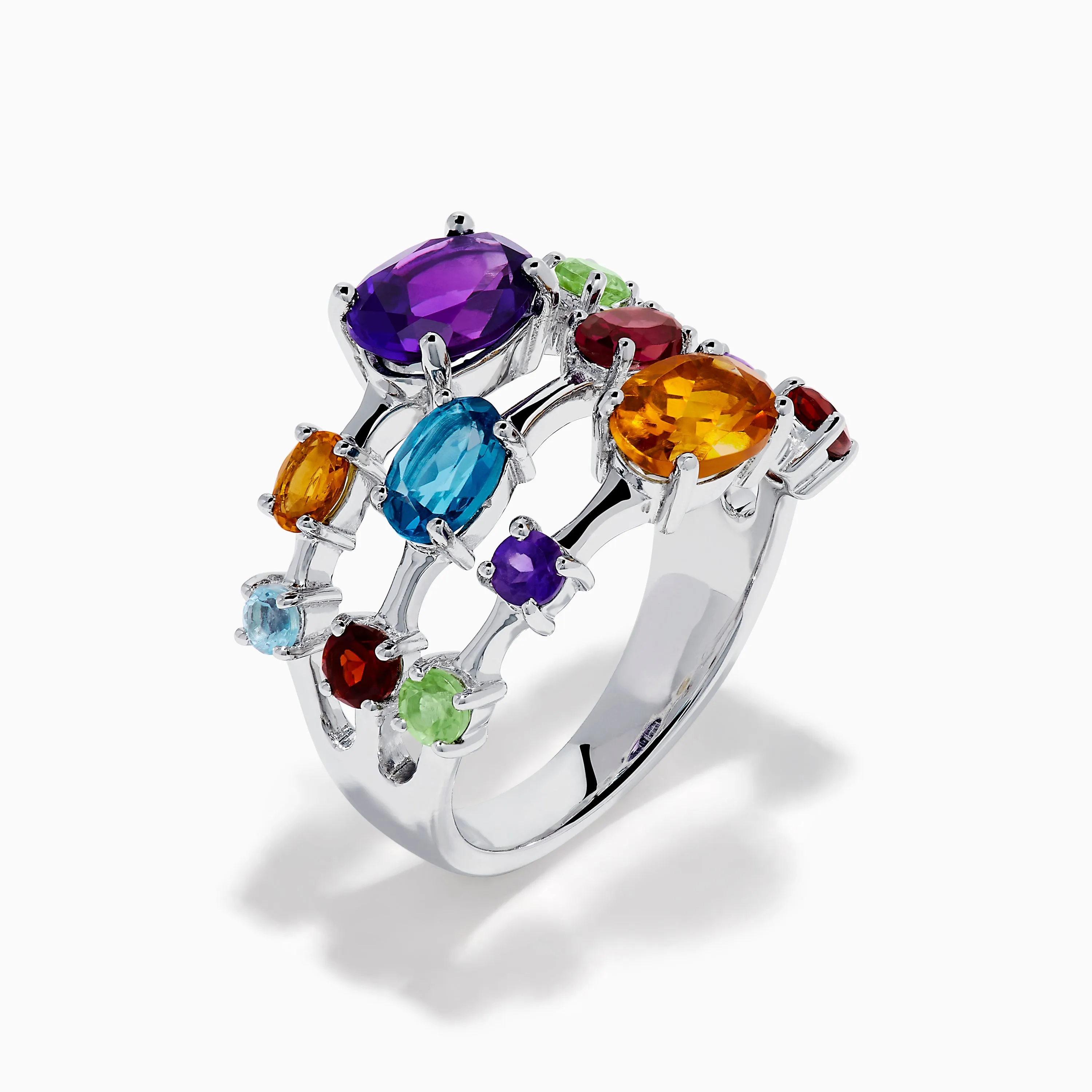 925 Sterling Silver Multi Color Gemstone 3 Row Band sold by Effy product image thumbnail 4