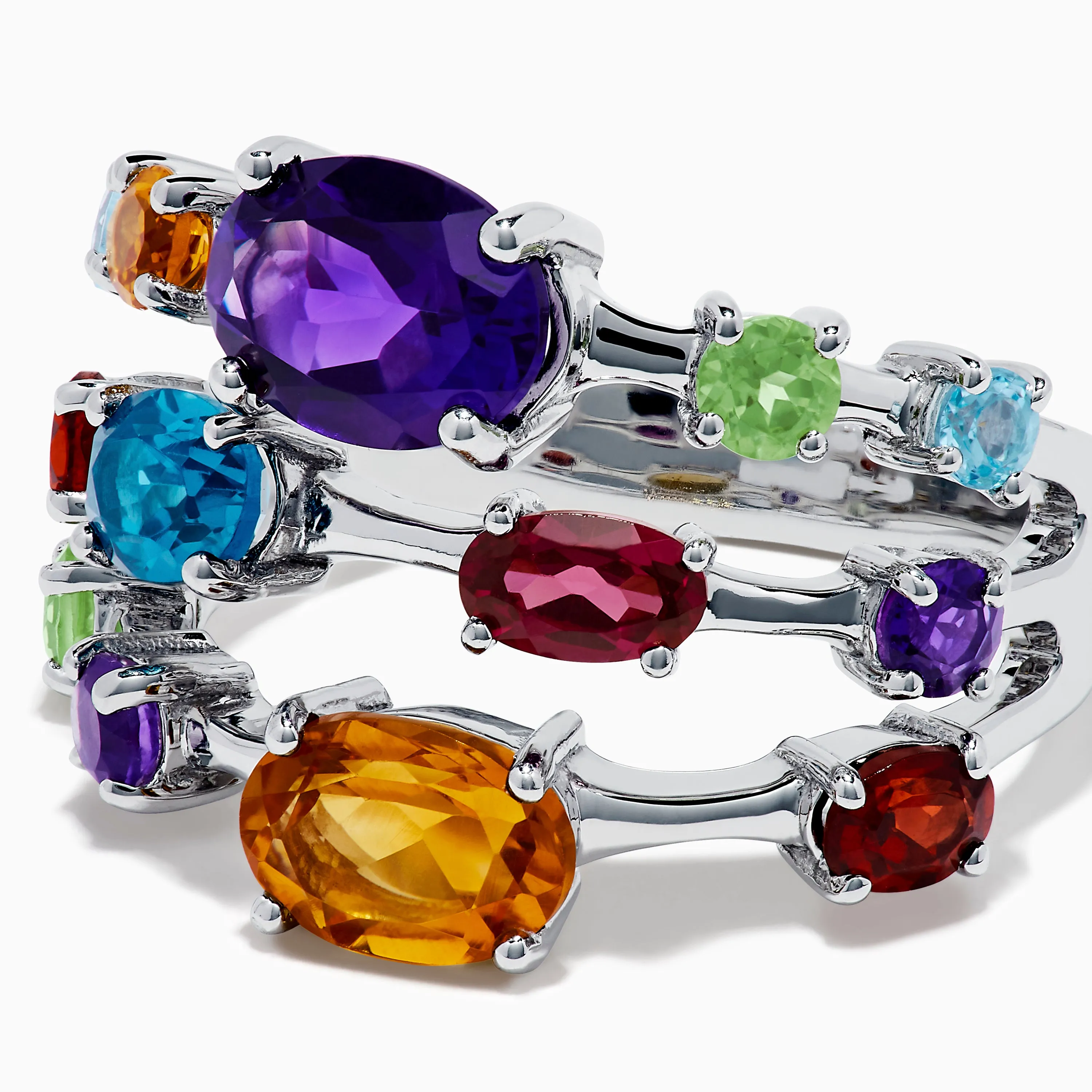 925 Sterling Silver Multi Color Gemstone 3 Row Band sold by Effy product image thumbnail 2