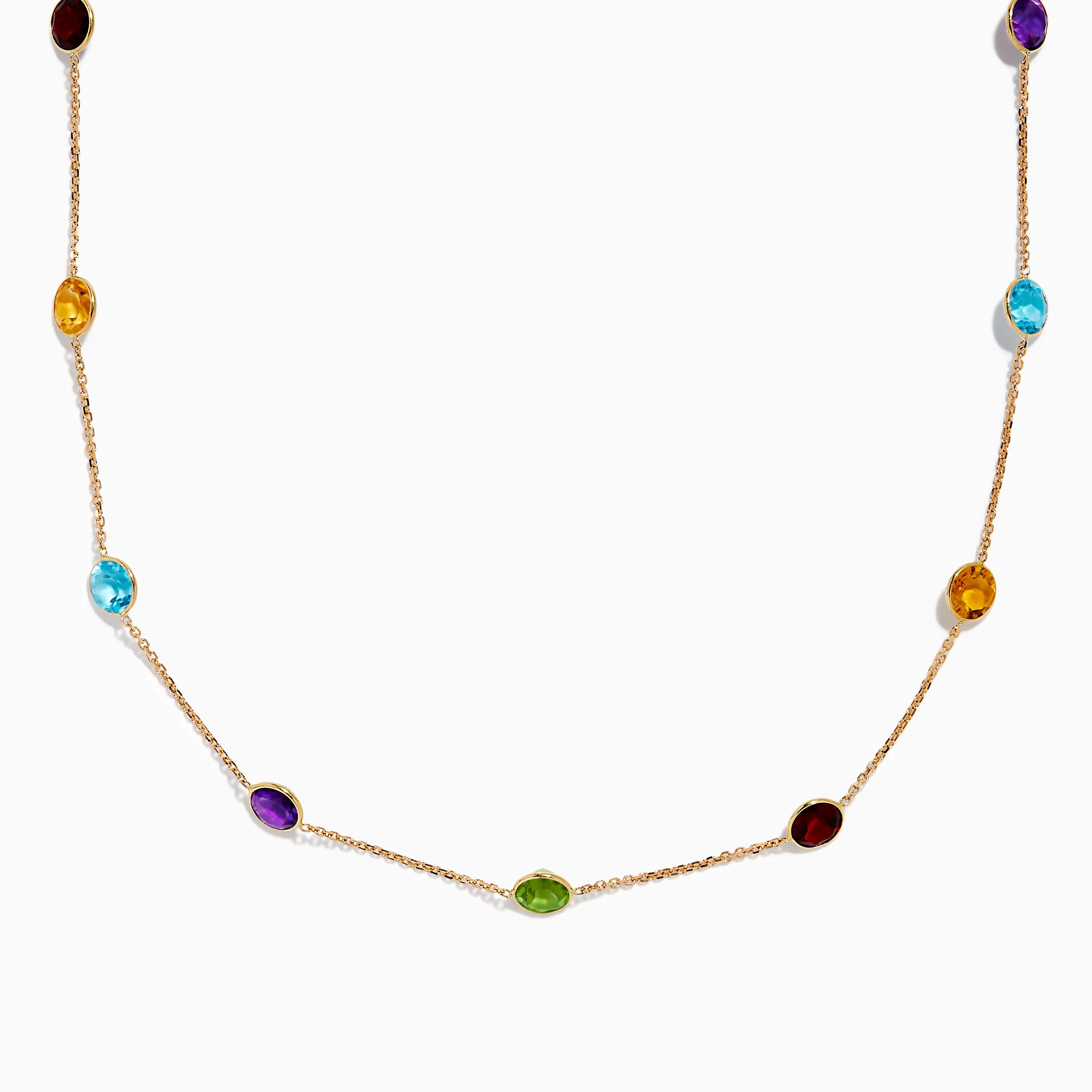 14K Rose Gold Multi Color Gemstone Station Necklace sold by Effy