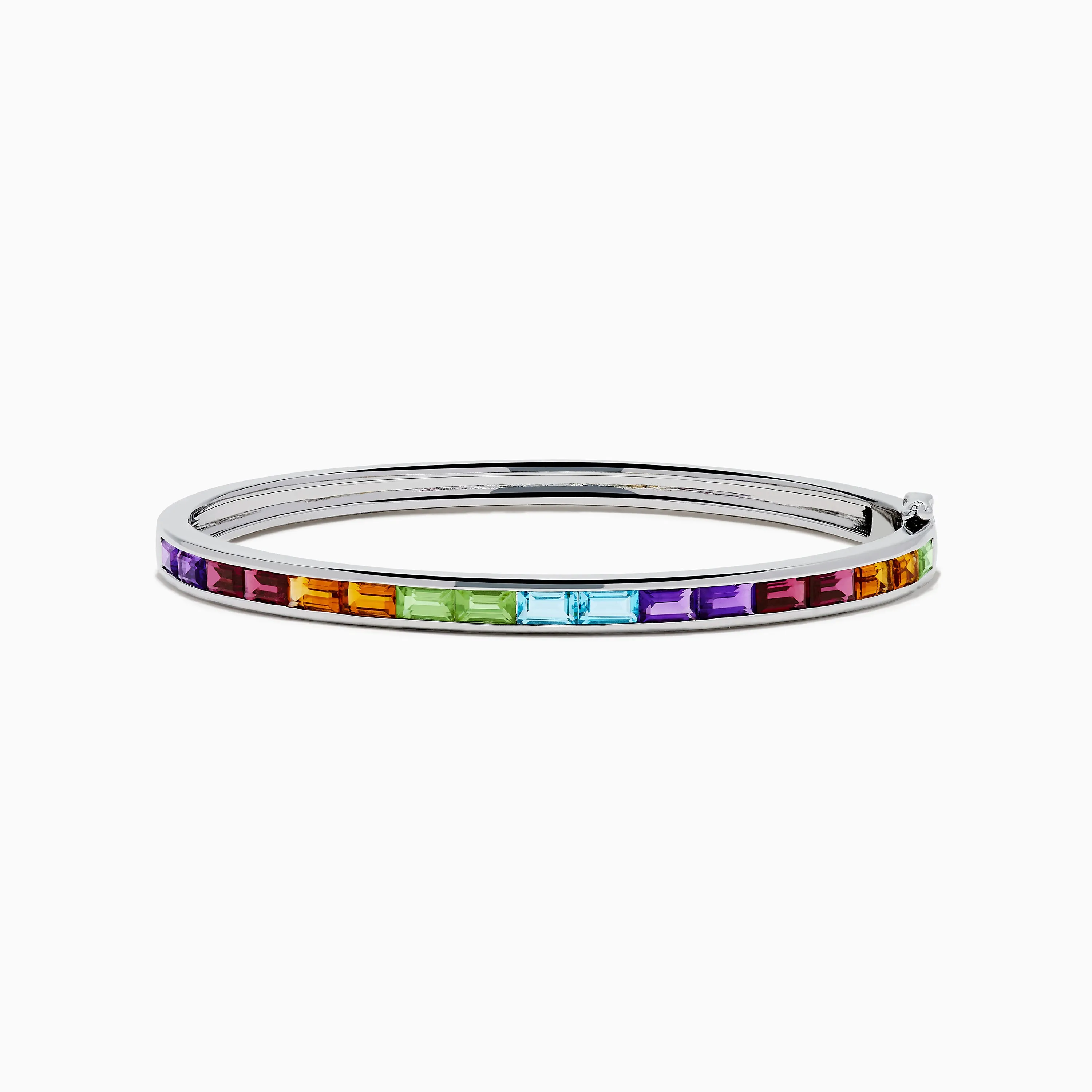 925 Sterling Silver Baguette Multi Color Gemstone Bangle sold by Effy