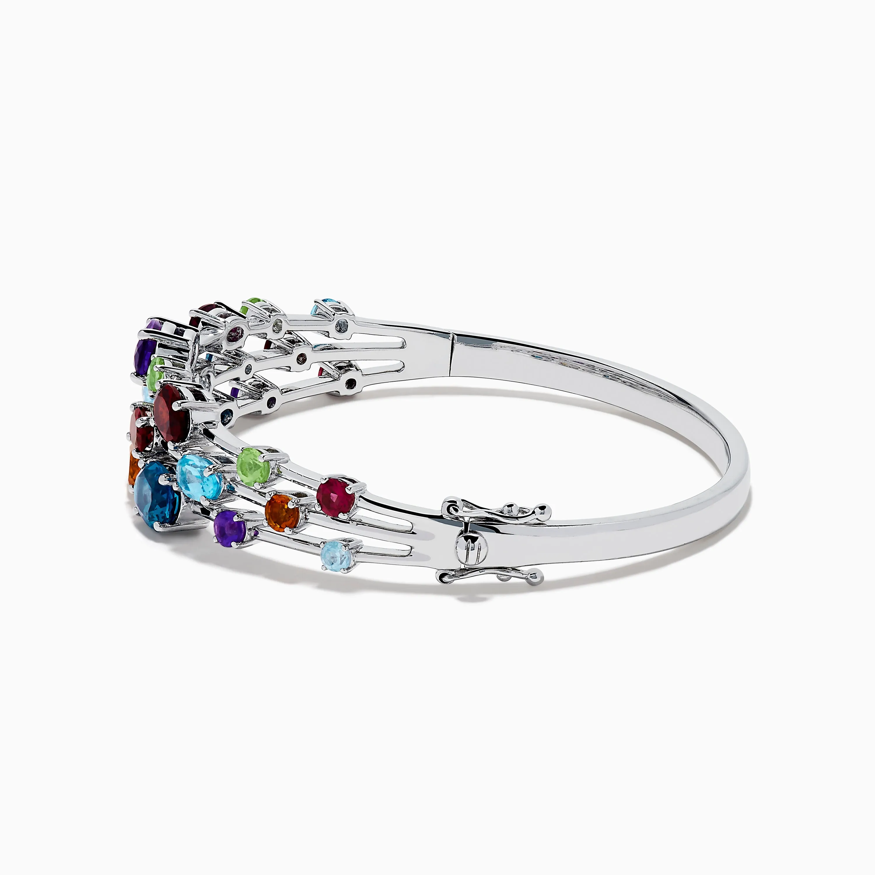 925 Sterling Silver Multi Color Gemstone 3 Row Statement Bangle sold by Effy product image thumbnail 4